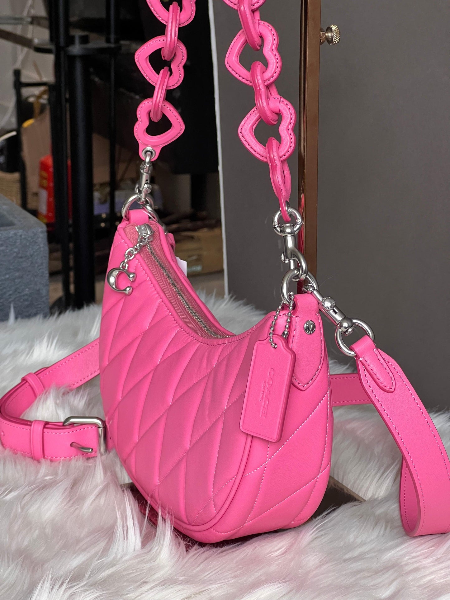 Coach Mira Shoulder Bag with Pillow Quilting and Heart Strap