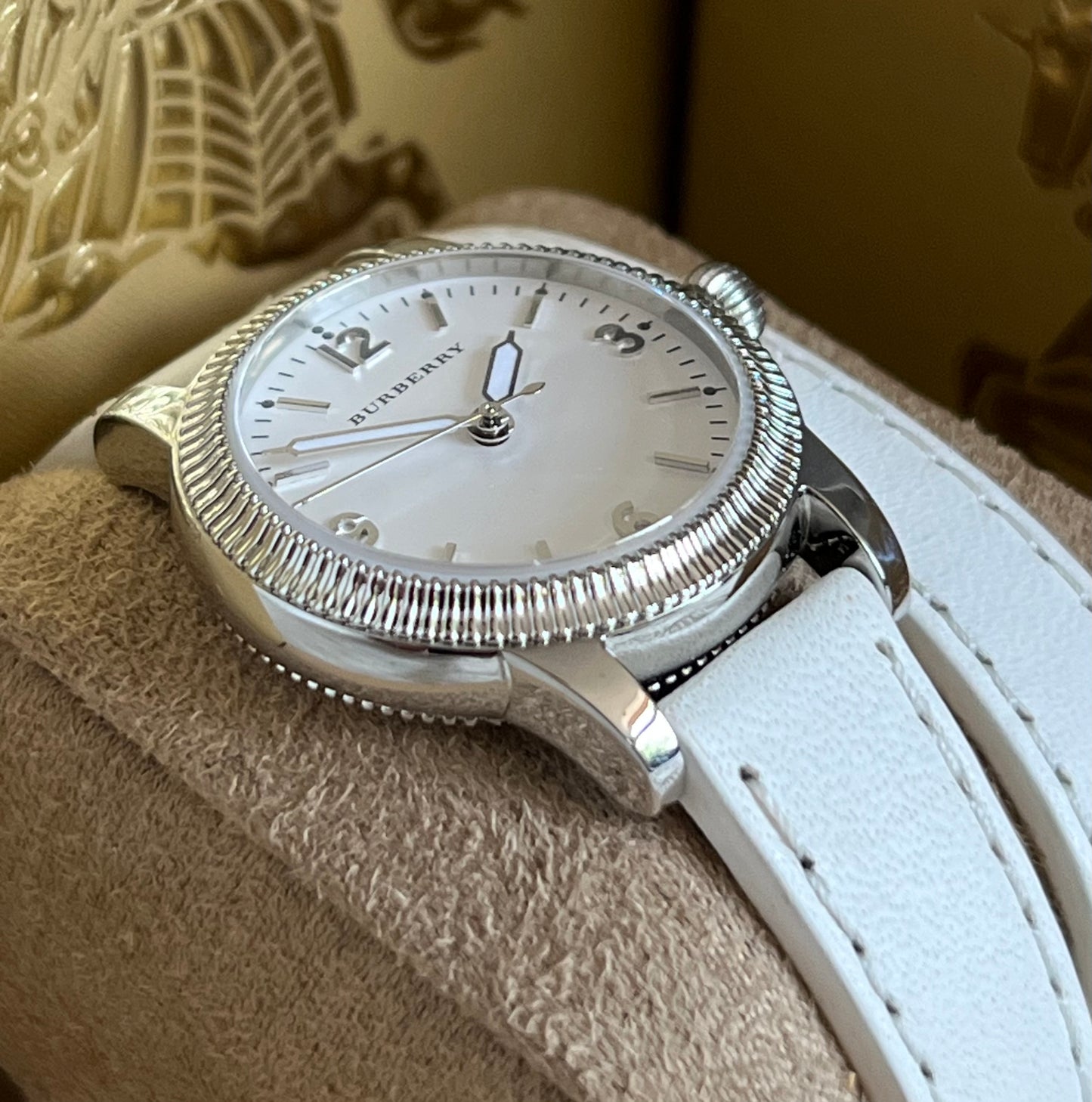 Burberry Women’s Utilitarian White Dial Tan Leather Watch