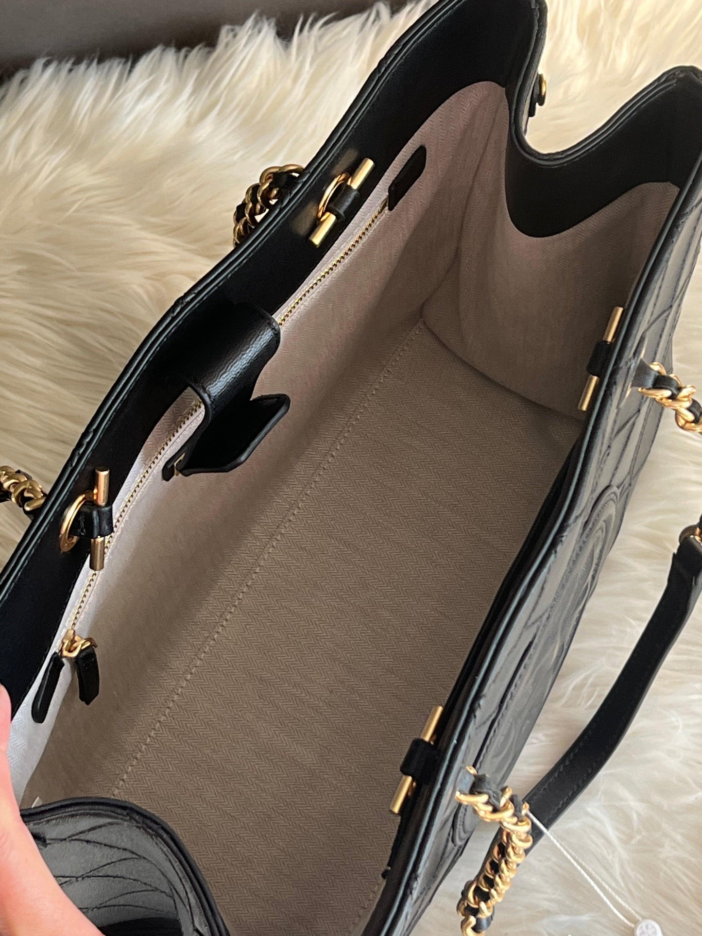 Tory Burch Fleming Leather Tote Bag