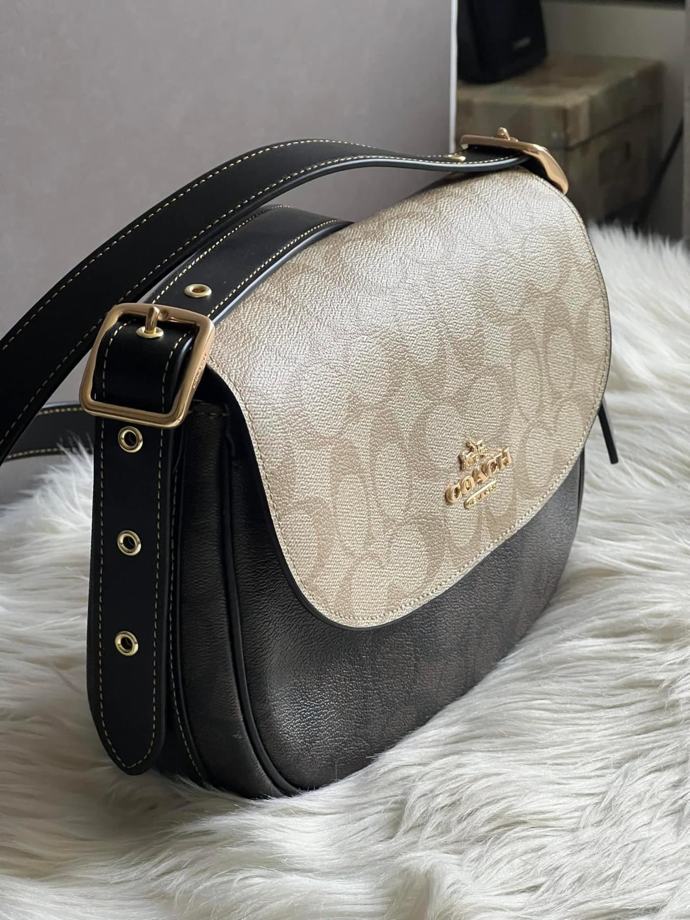 Coach Macie Saddle Bag in Blocked Signature Canvas
