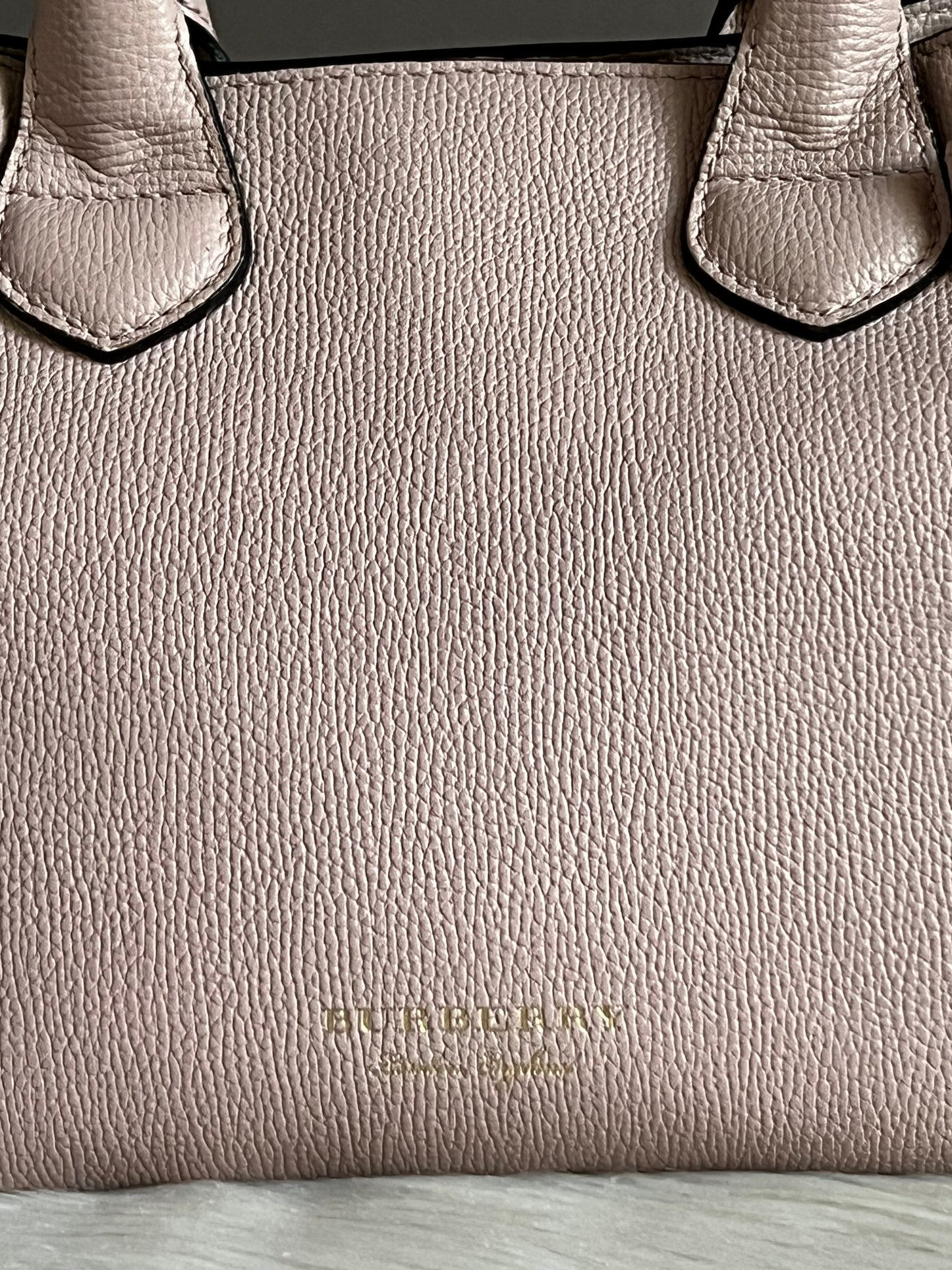 Burberry Derby Leather House Check Small Banner Tote Bag