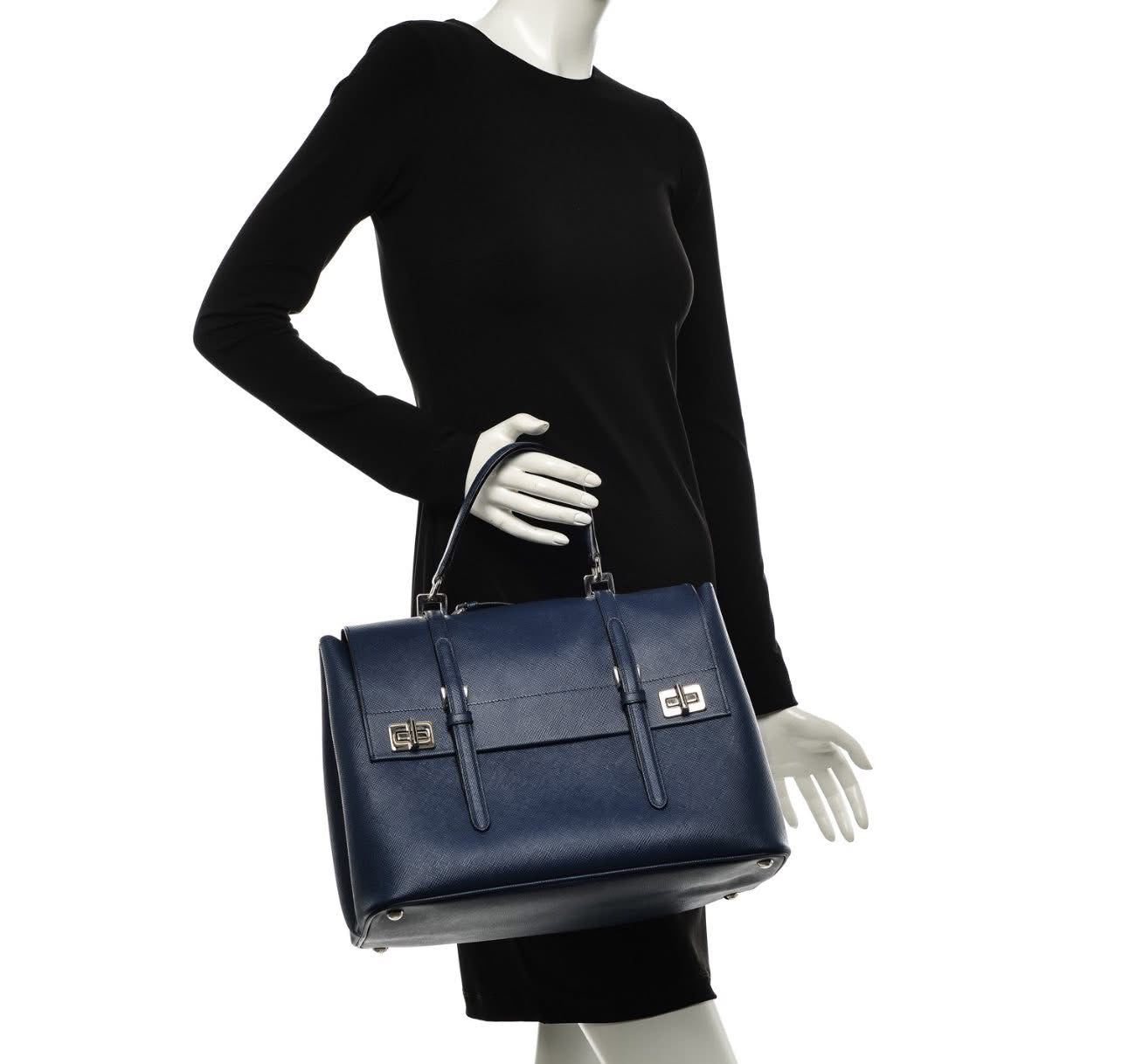 Prada Saffiano Lux Double Turn-Lock Satchel