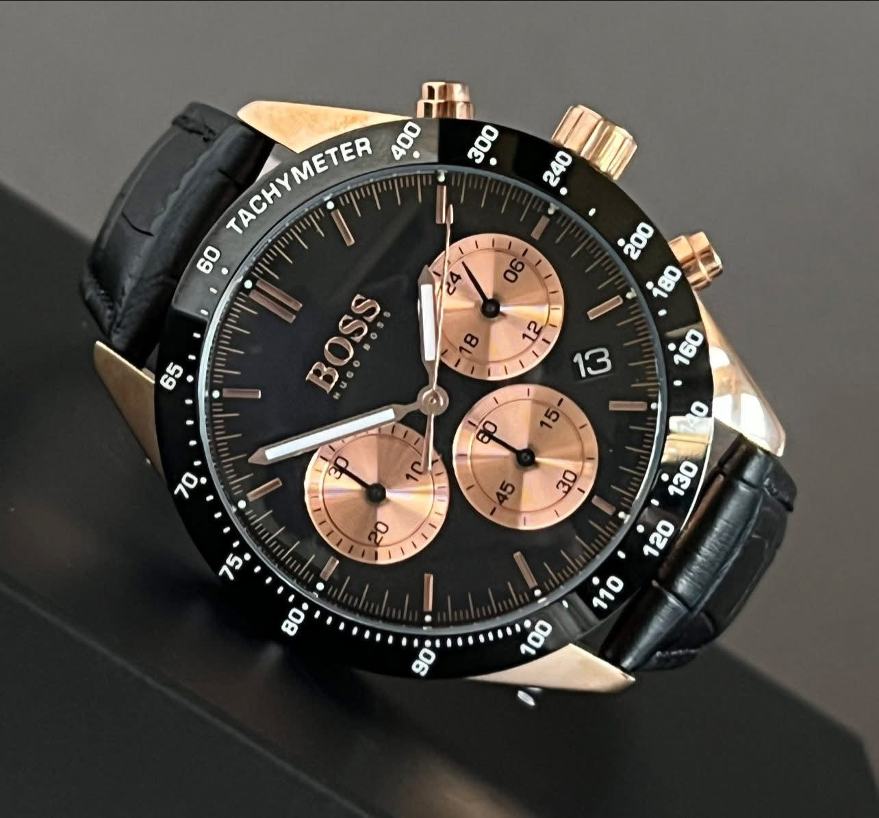 Hugo Boss Men’s Talent Black Leather Chronograph Watch