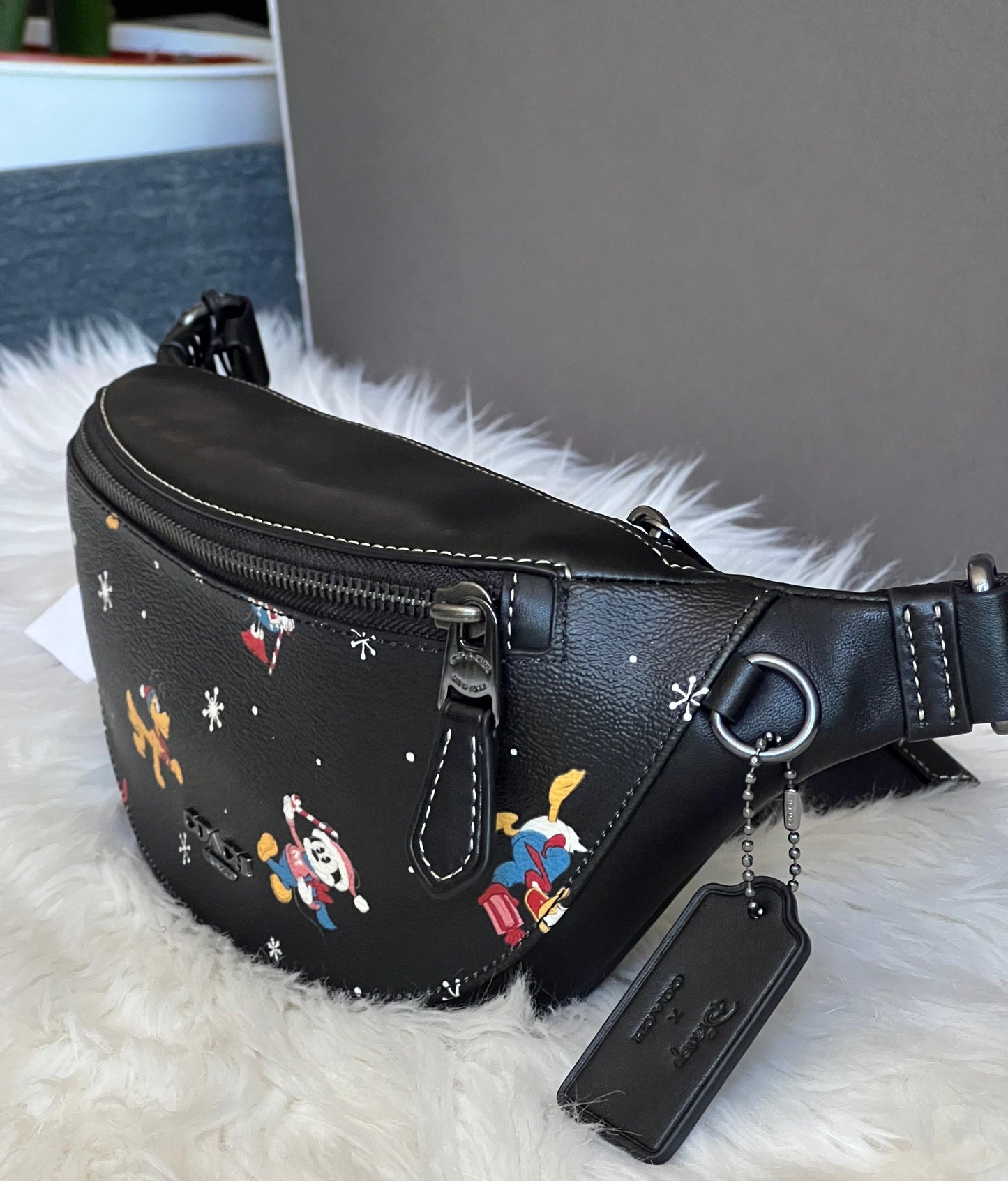 Disney X Coach Warren Mini Belt Bag in Holiday Print