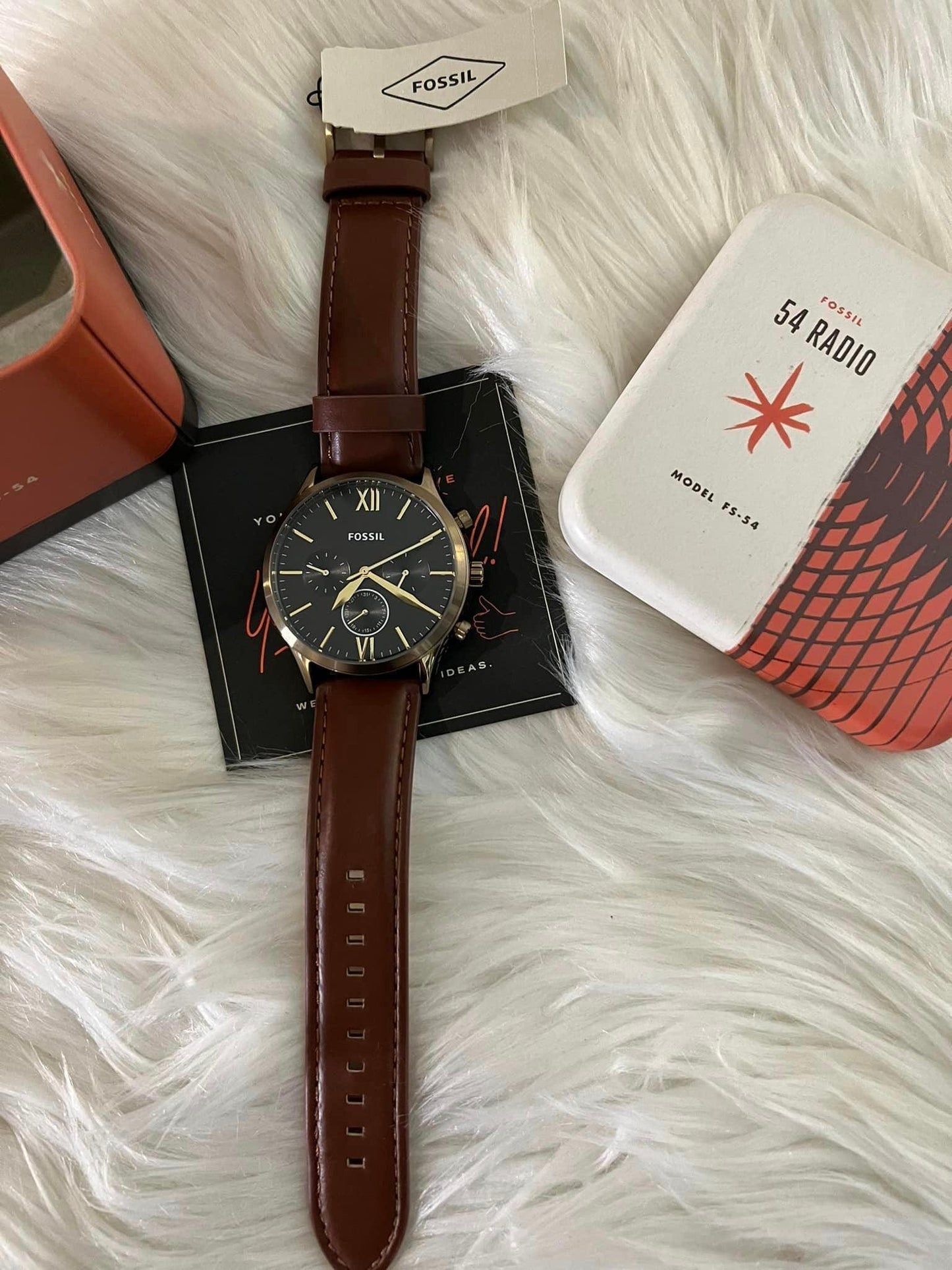 Fossil Men’s Fenmore Midsize Multifunction Brown Leather Watch
