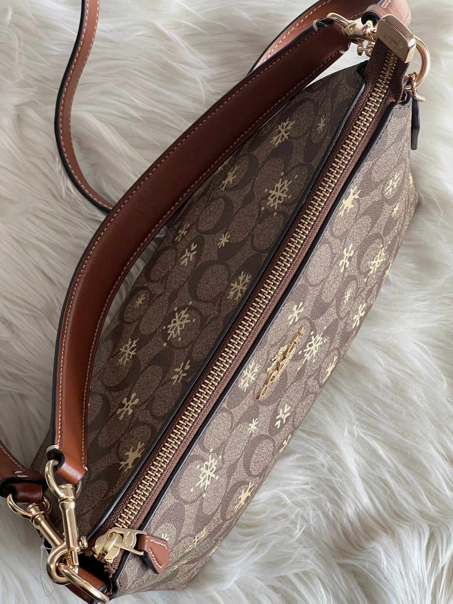 Coach Clara Shoulder Bag in Signature Canvas with Snowflake Print