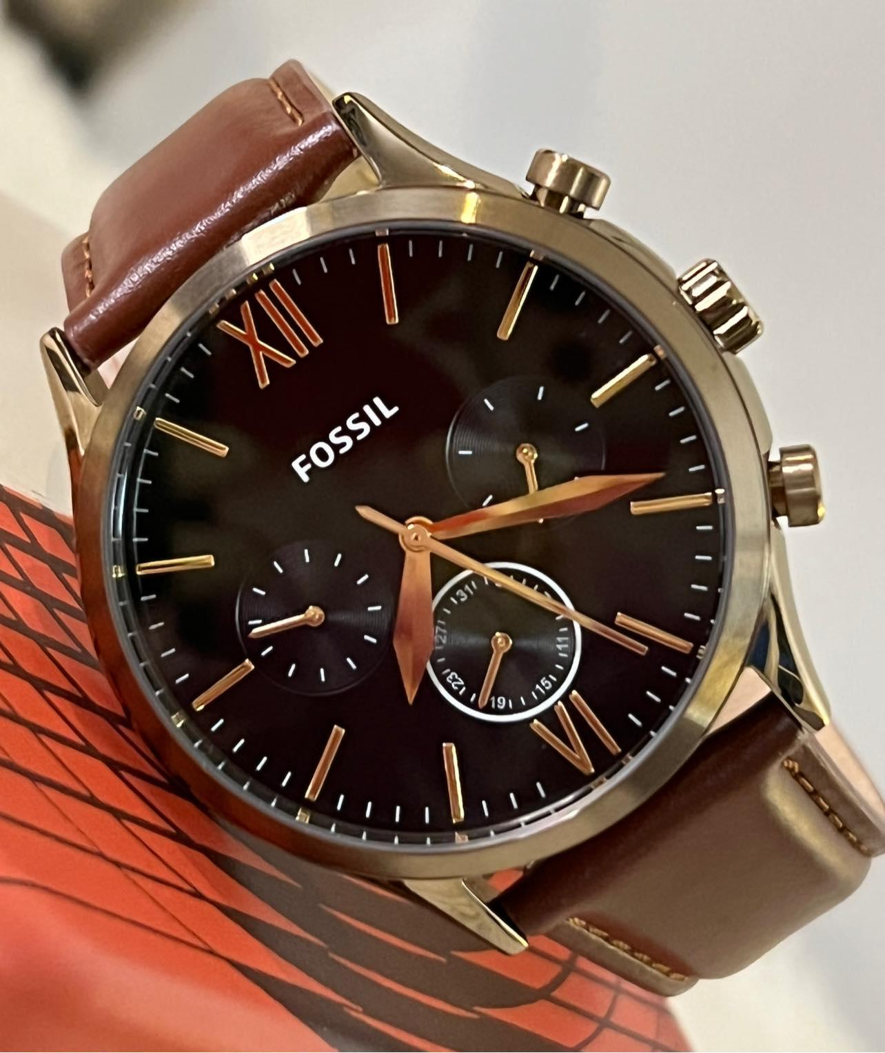Fossil Men’s Fenmore Midsize Multifunction Brown Leather Watch