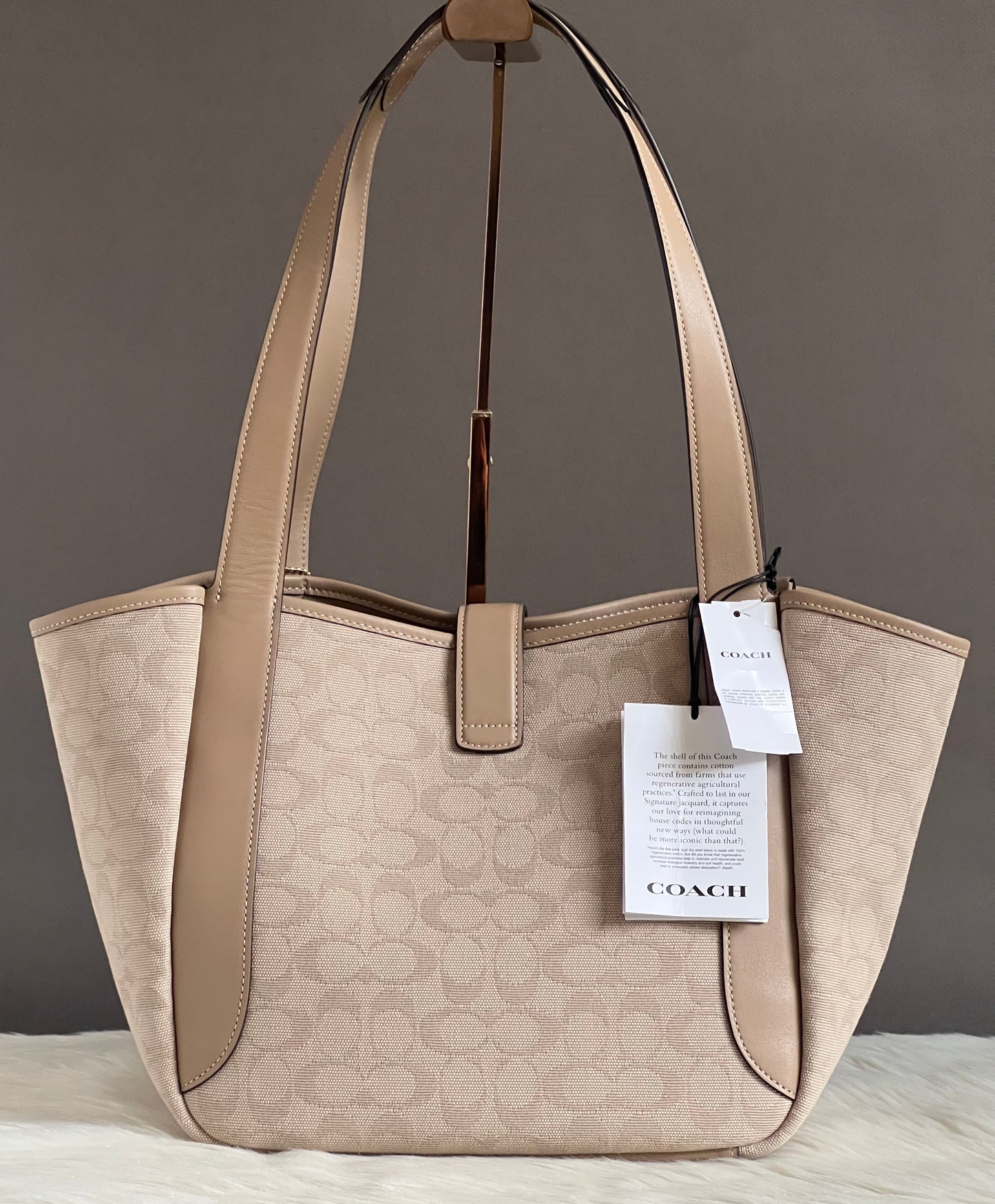 Coach Hadley Turnlock Tote Bag with Signature Canvas
