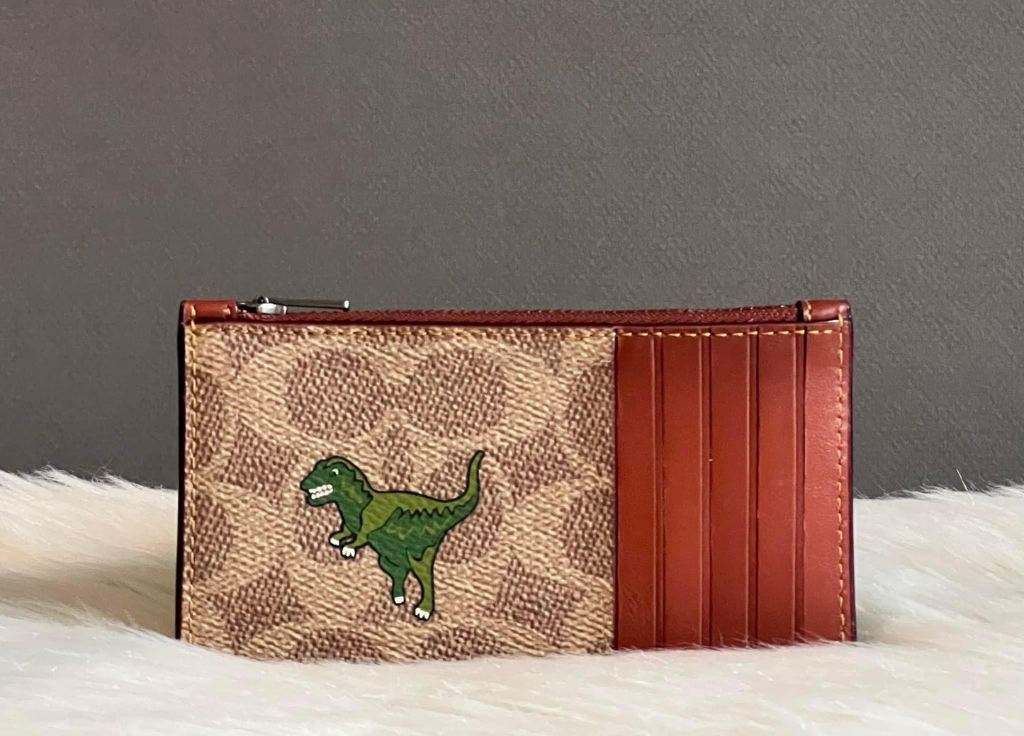 Coach L Zip Card Case in Signature Canvas with Rexy Print