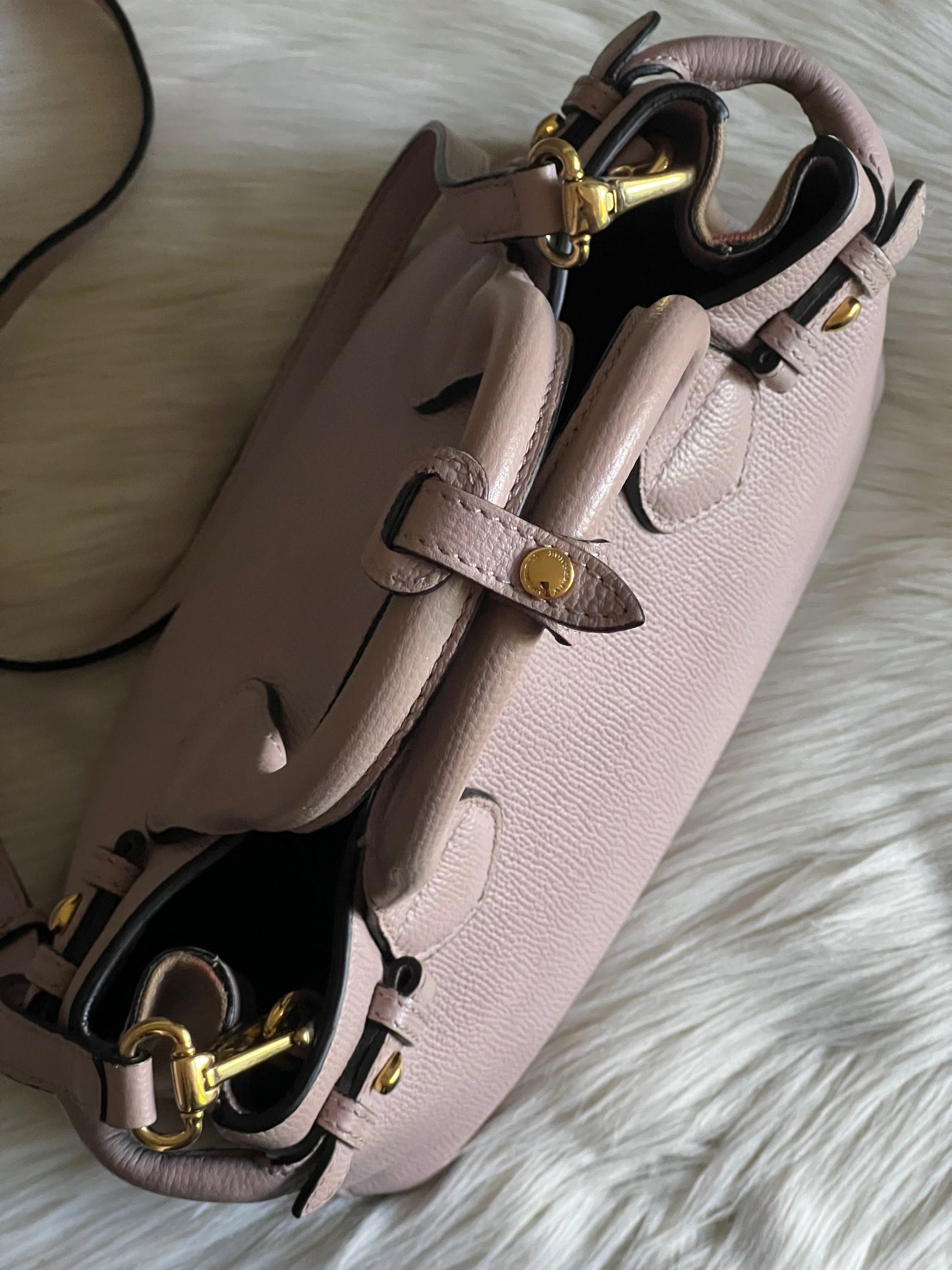 Burberry Derby Leather House Check Small Banner Tote Bag