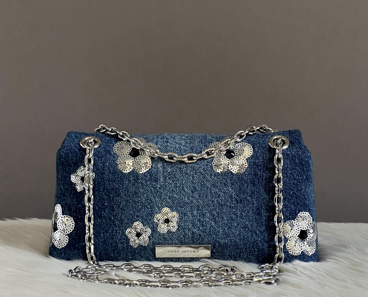 Marc Jacobs The Sequin Daisy Denim Dual Chain Mini Bag