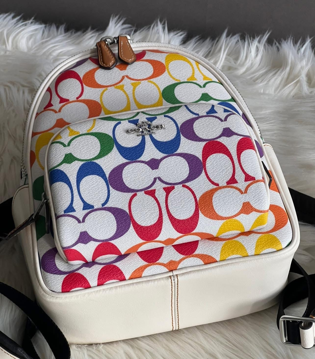 Coach Mini Court Backpack in Rainbow Signature Canvas