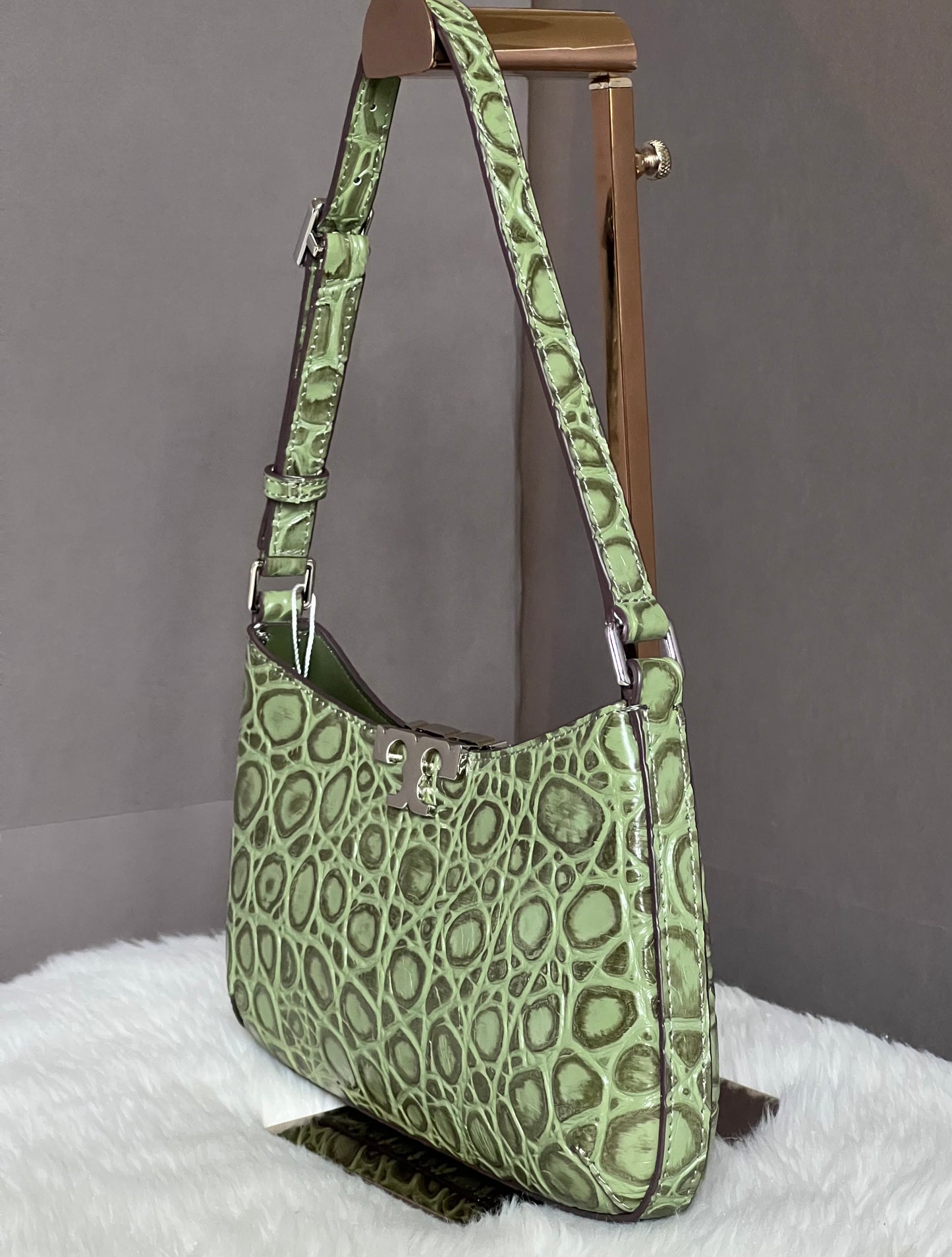 Tory Burch Eleanor Croc-Embossed Slim Shoulder Bag