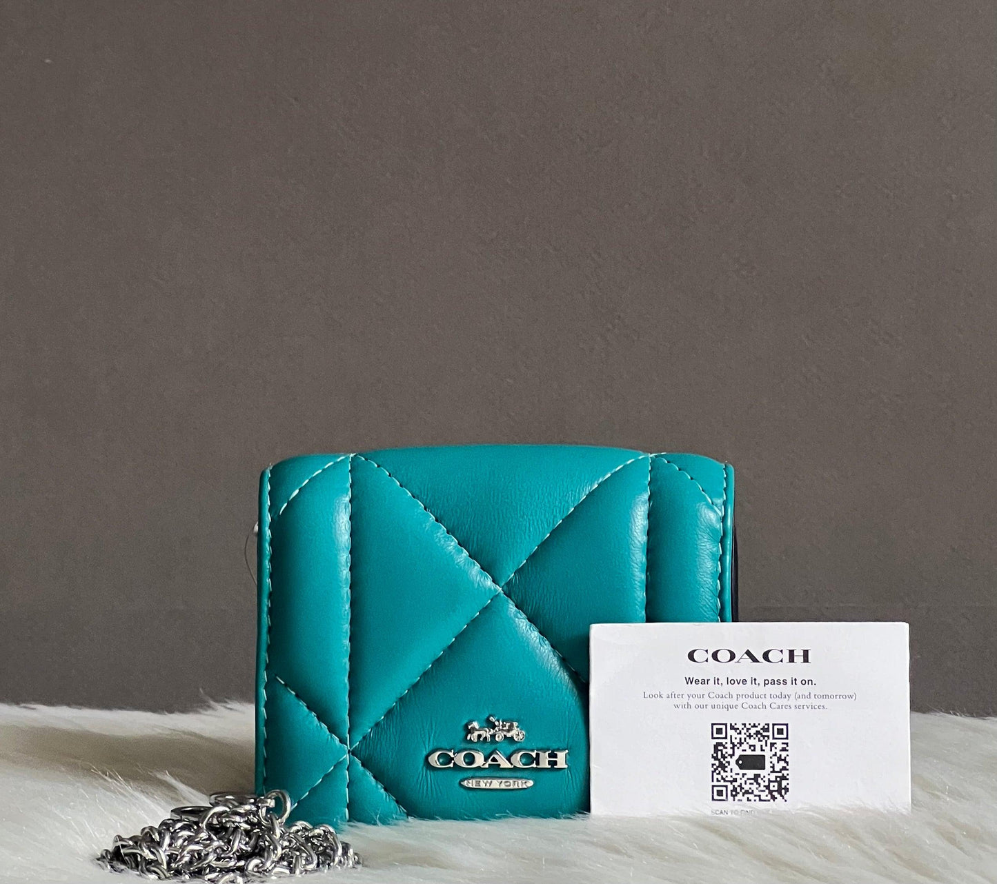 Coach Mini Wallet On A Chain With Puffy Diamond Quilting