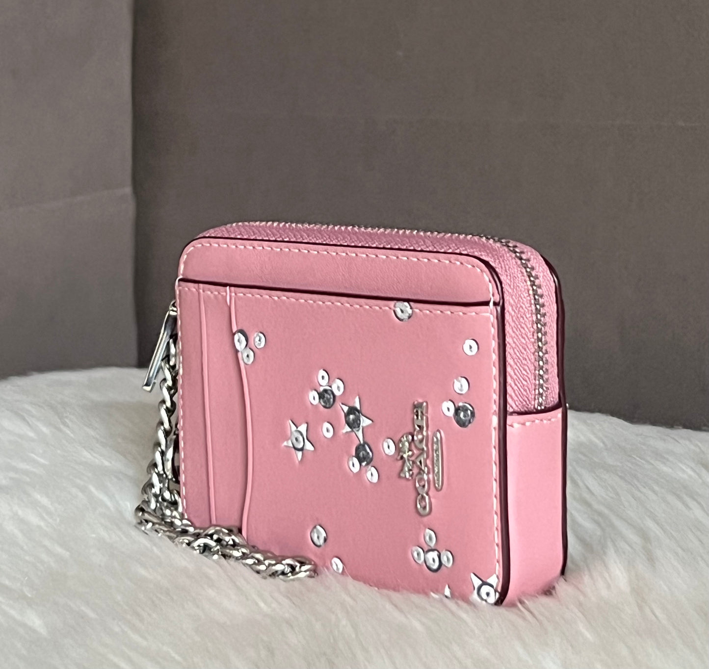 Coach Zip Card Case In Star Print