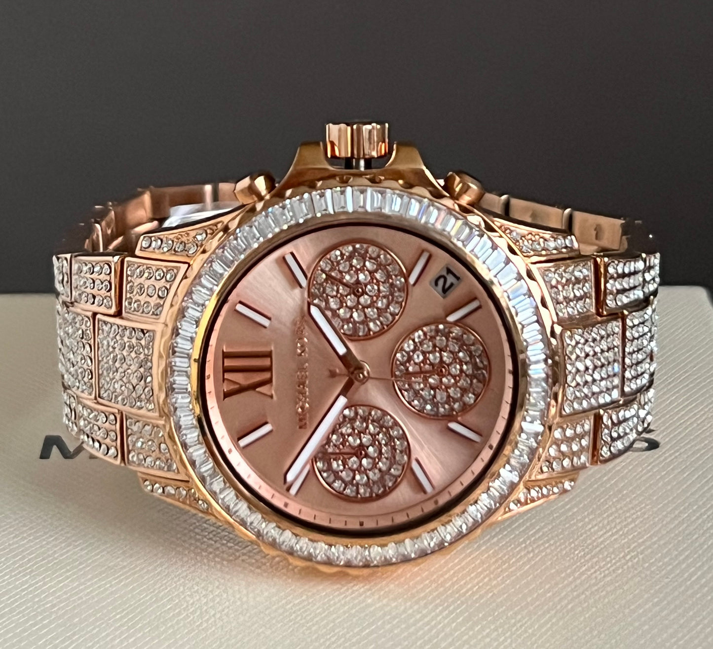 Michael Kors Women’s Everest Chronograph Quartz Crystal Rose Gold Dial Watch
