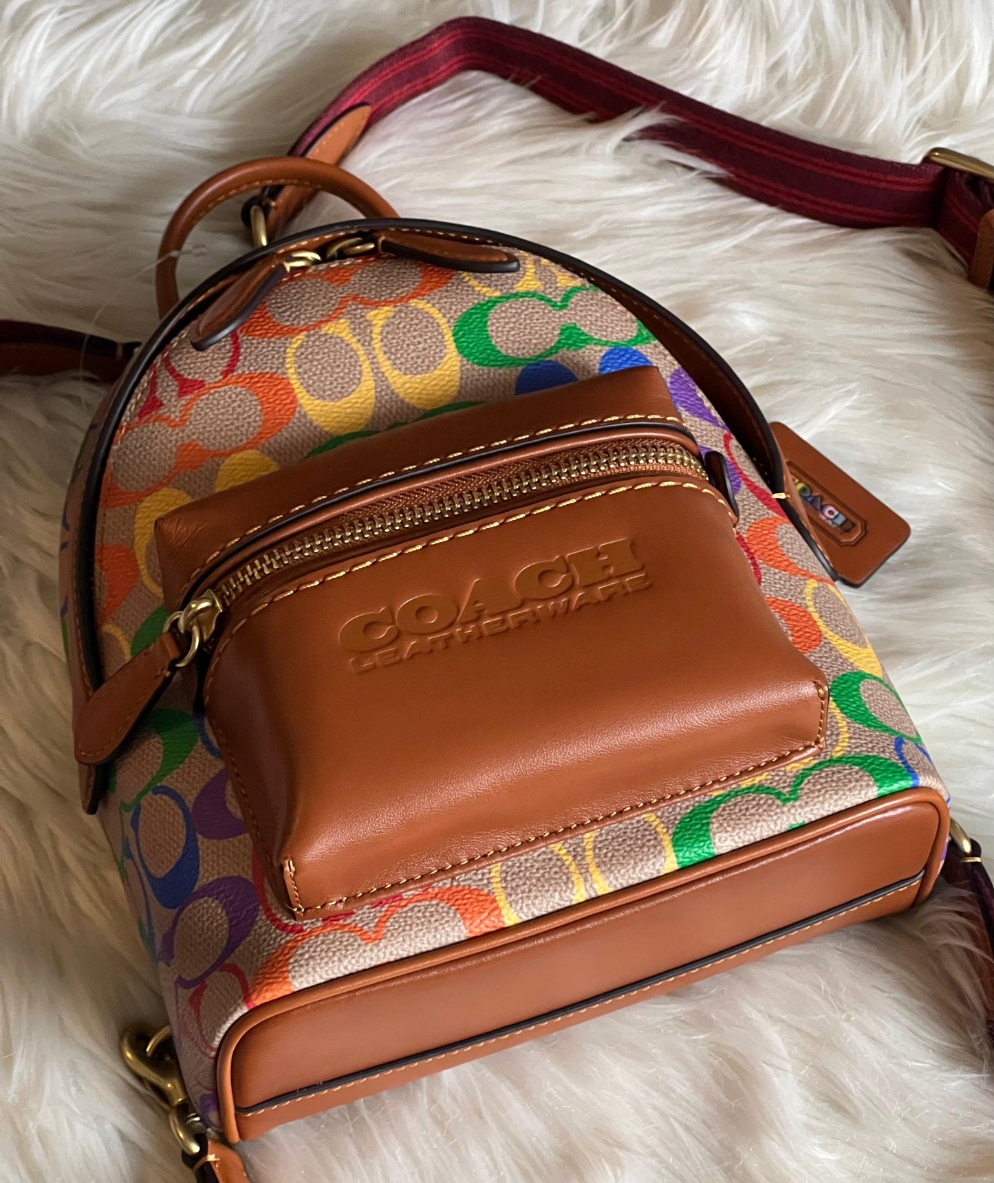 Coach Charter Backpack 18 in Rainbow Signature Canvas