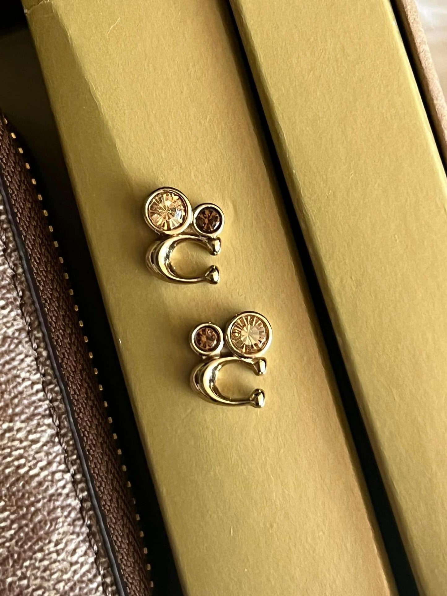Coach Boxed Jewelry Box and Earrings Set in Signature Canvas