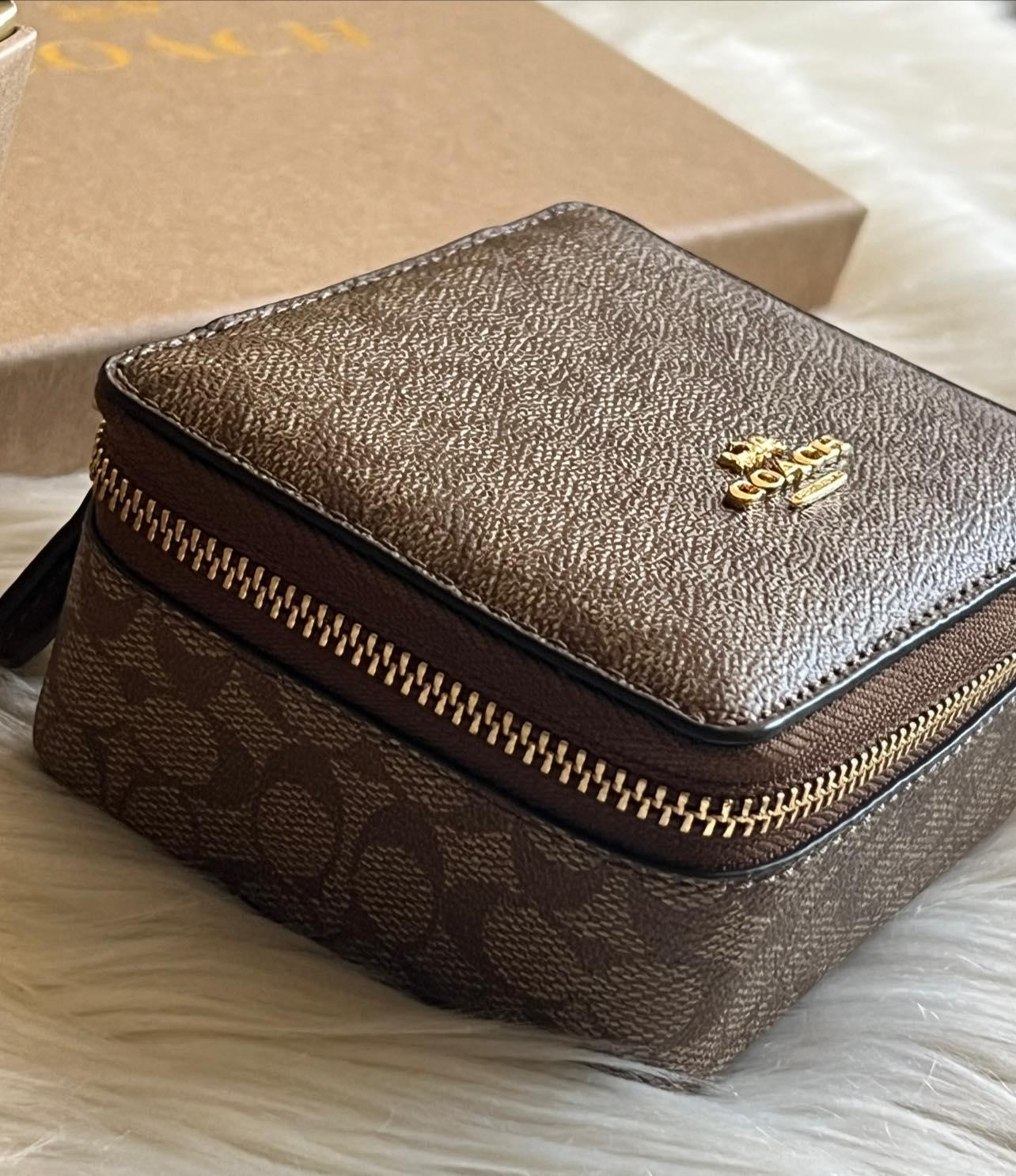 Coach Boxed Jewelry Box and Earrings Set in Signature Canvas
