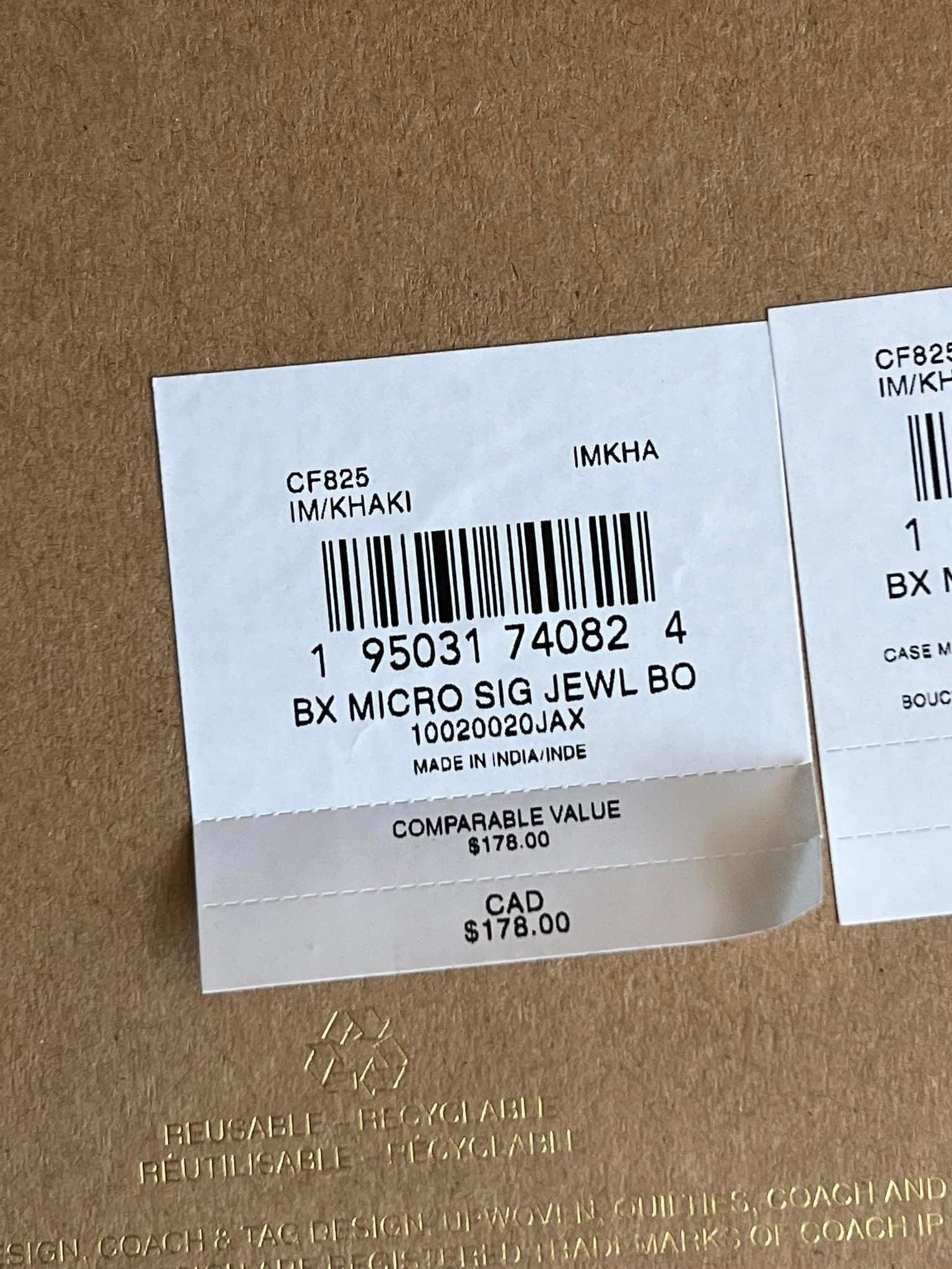 Coach Boxed Jewelry Box and Earrings Set in Signature Canvas
