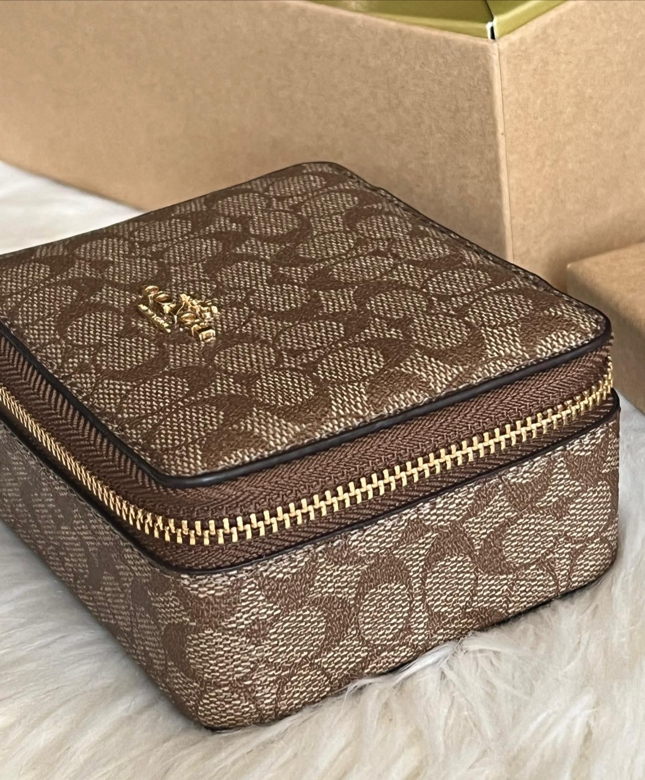 Coach Boxed Jewelry Box and Earrings Set in Signature Canvas