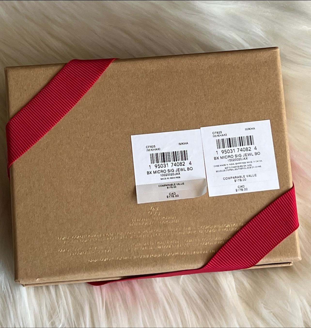 Coach Boxed Jewelry Box and Earrings Set in Signature Canvas
