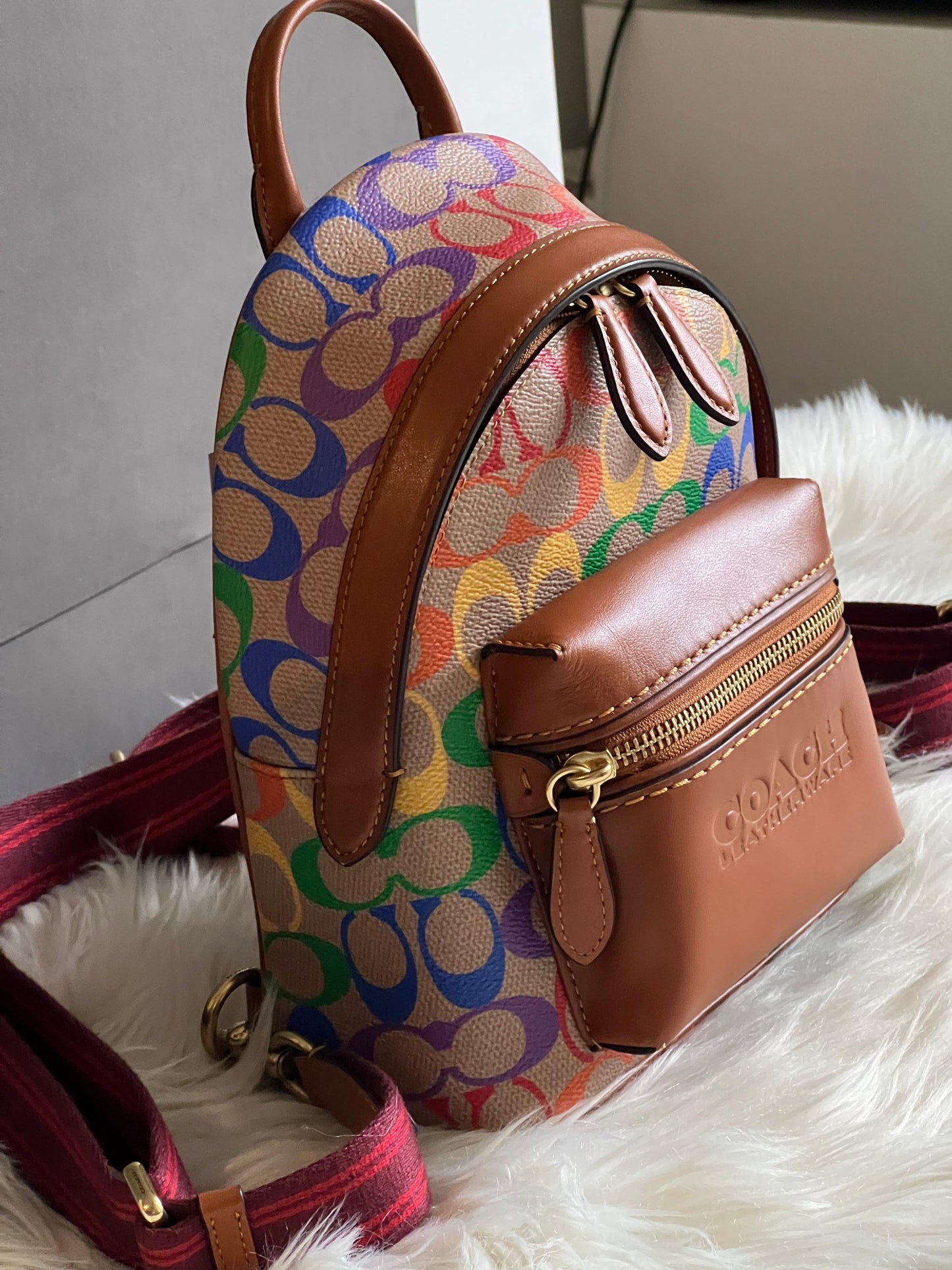 Coach Charter Backpack 18 in Rainbow Signature Canvas