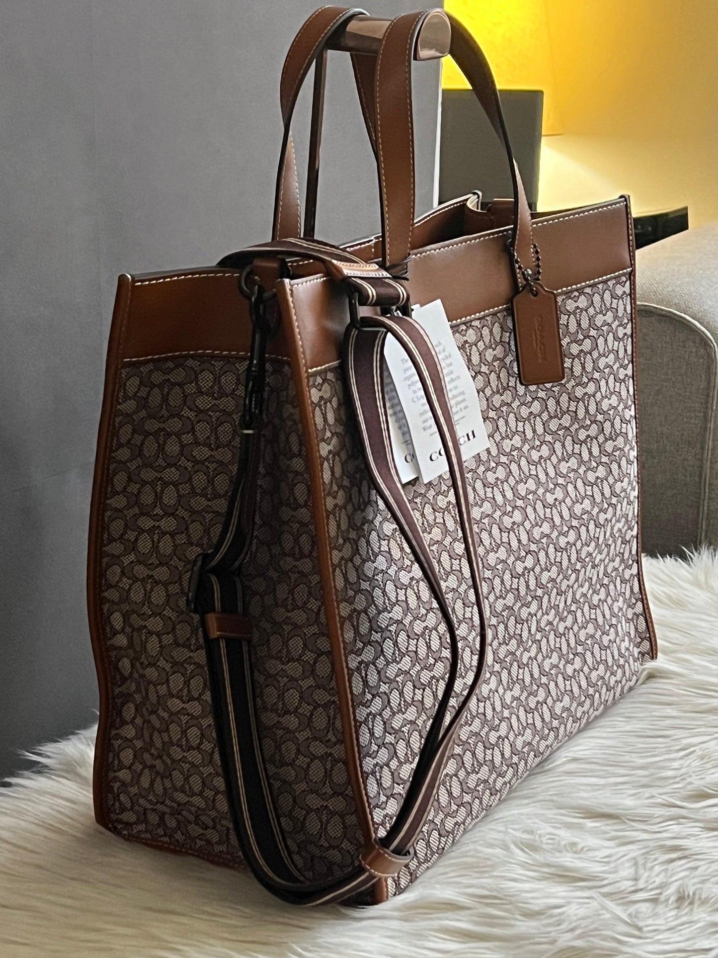 Coach Field Tote 40 in Micro Signature Jacquard
