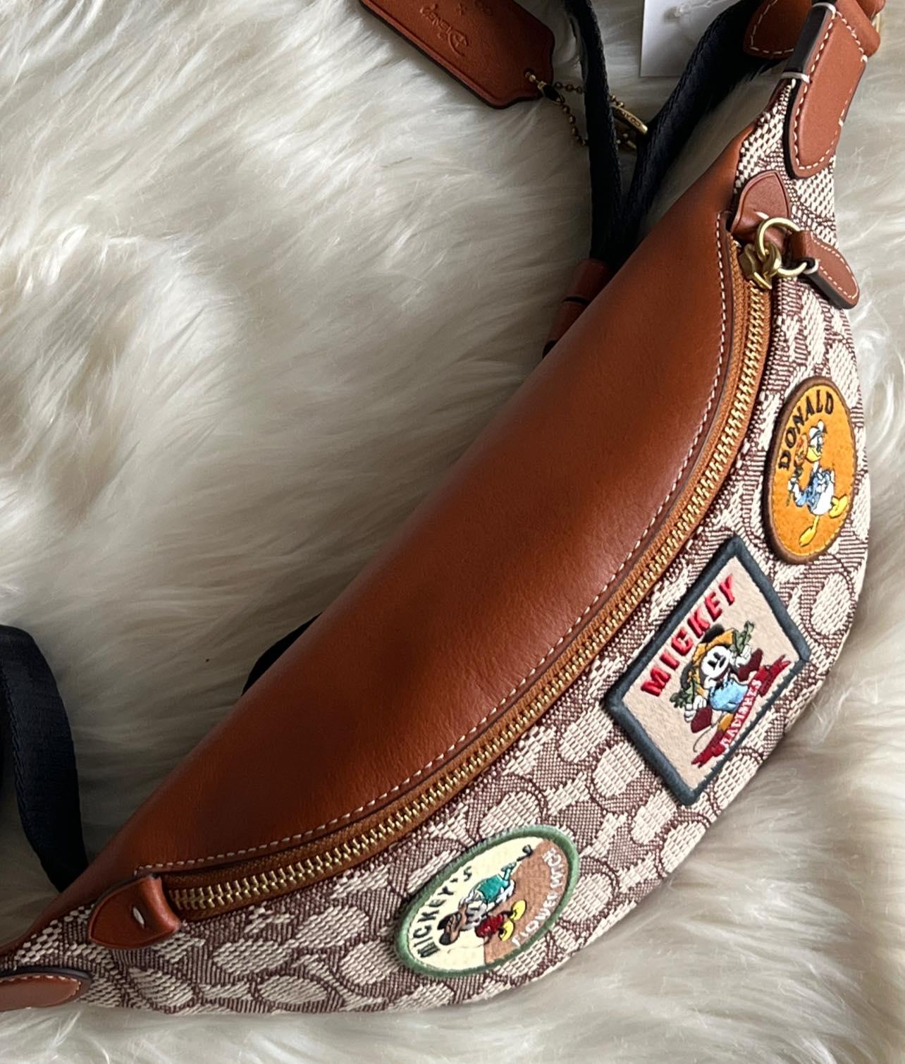 Disney X Coach Charter Belt Bag 7 in Signature Textile Jacquard with Patches