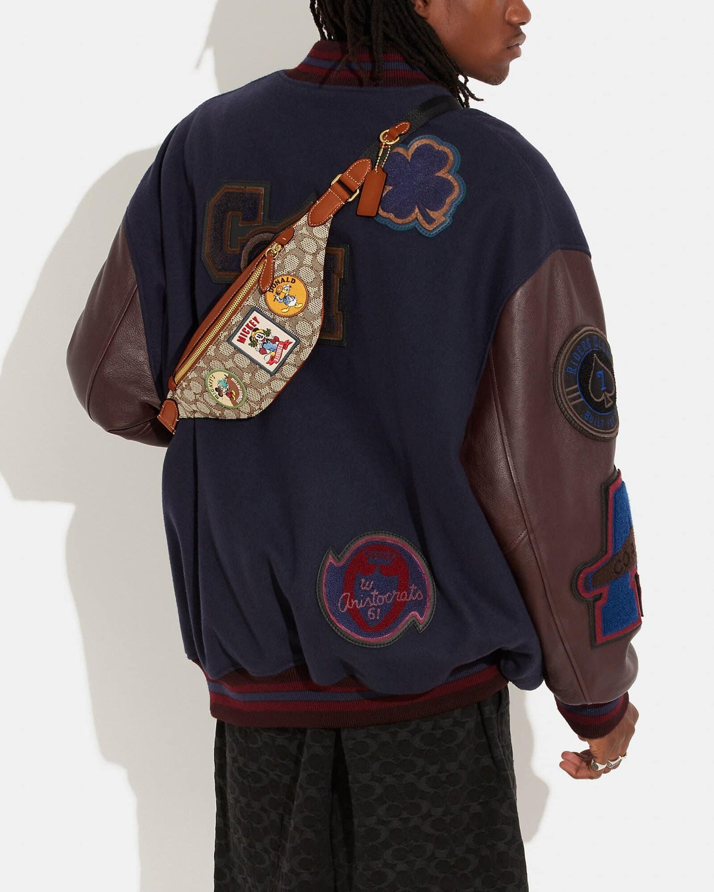 Disney X Coach Charter Belt Bag 7 in Signature Textile Jacquard with Patches
