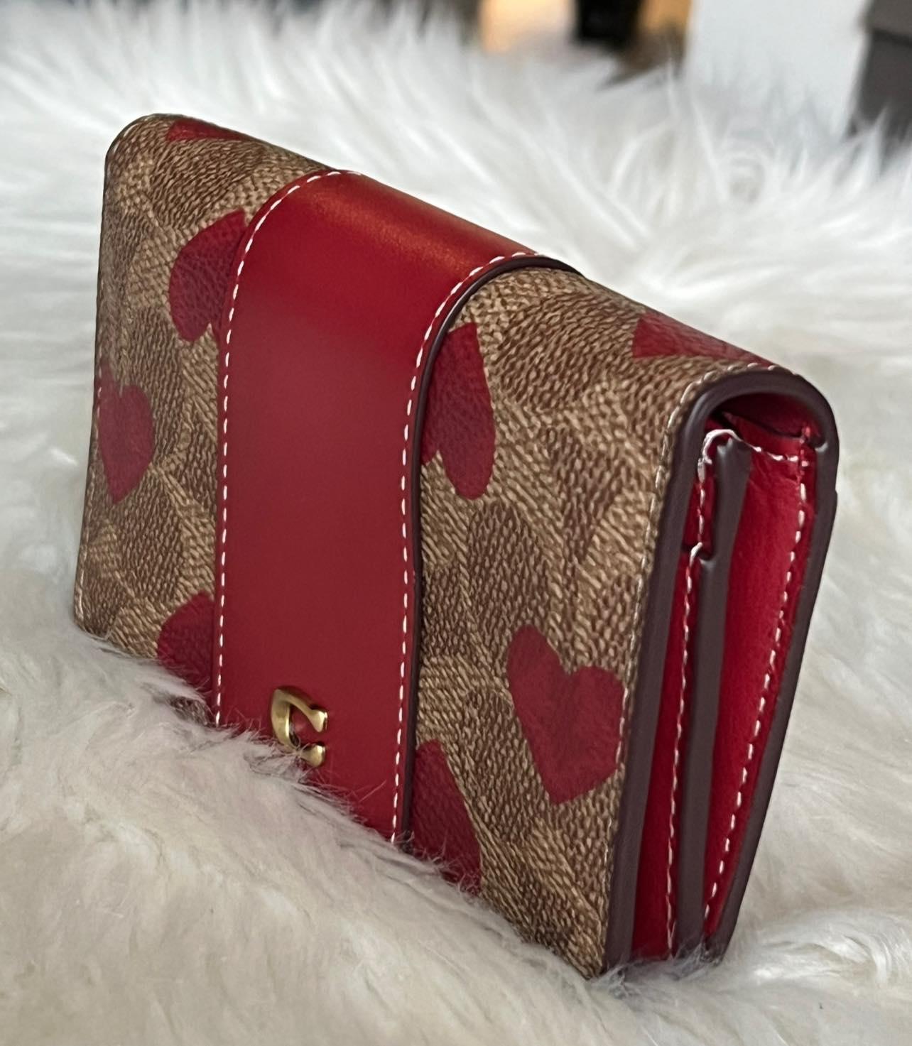 Coach Slim Card Case in Signature Canvas with Heart Print