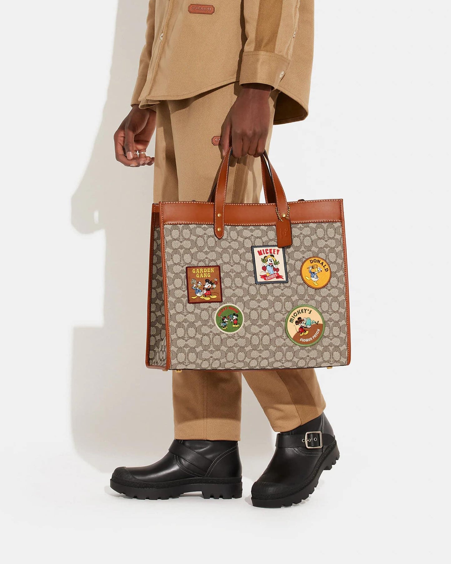 Disney X Coach Field Tote 40 in Signature Textile Jacquard with Patches