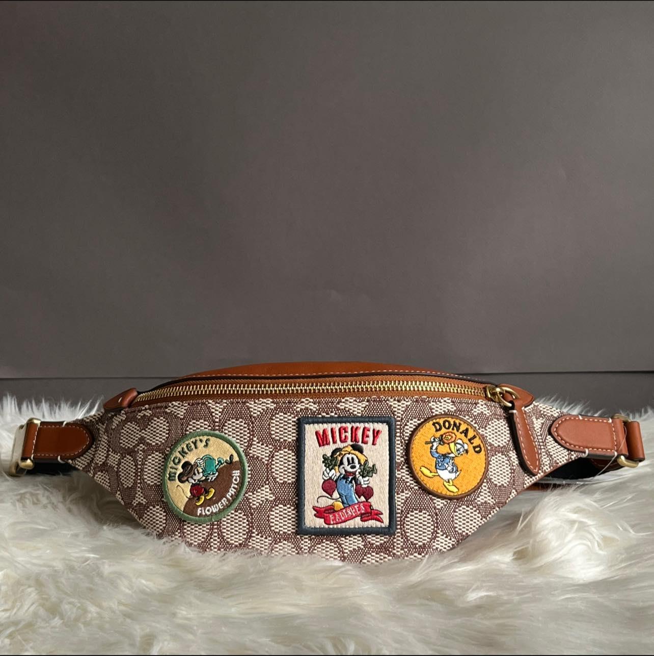 Disney X Coach Charter Belt Bag 7 in Signature Textile Jacquard with Patches