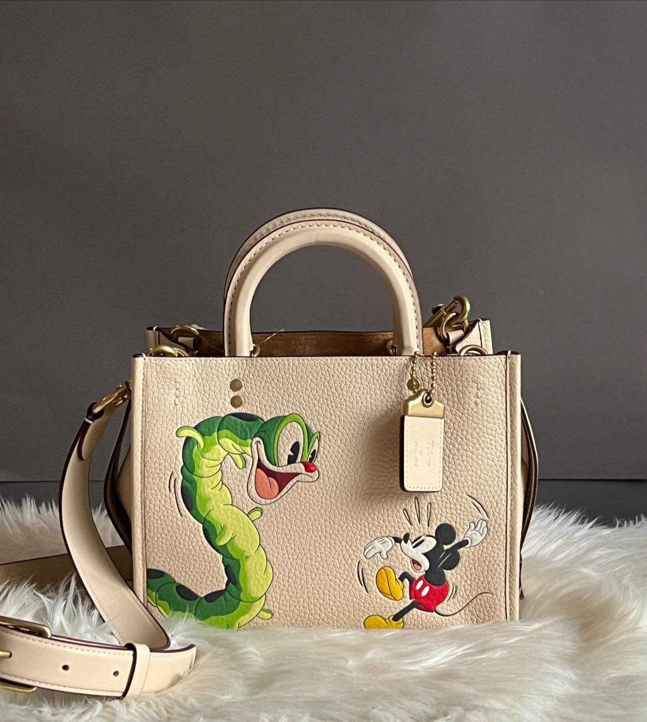 Disney X Coach Rogue 25 in Regenerative Leather with Mickey Mouse and Caterpillar