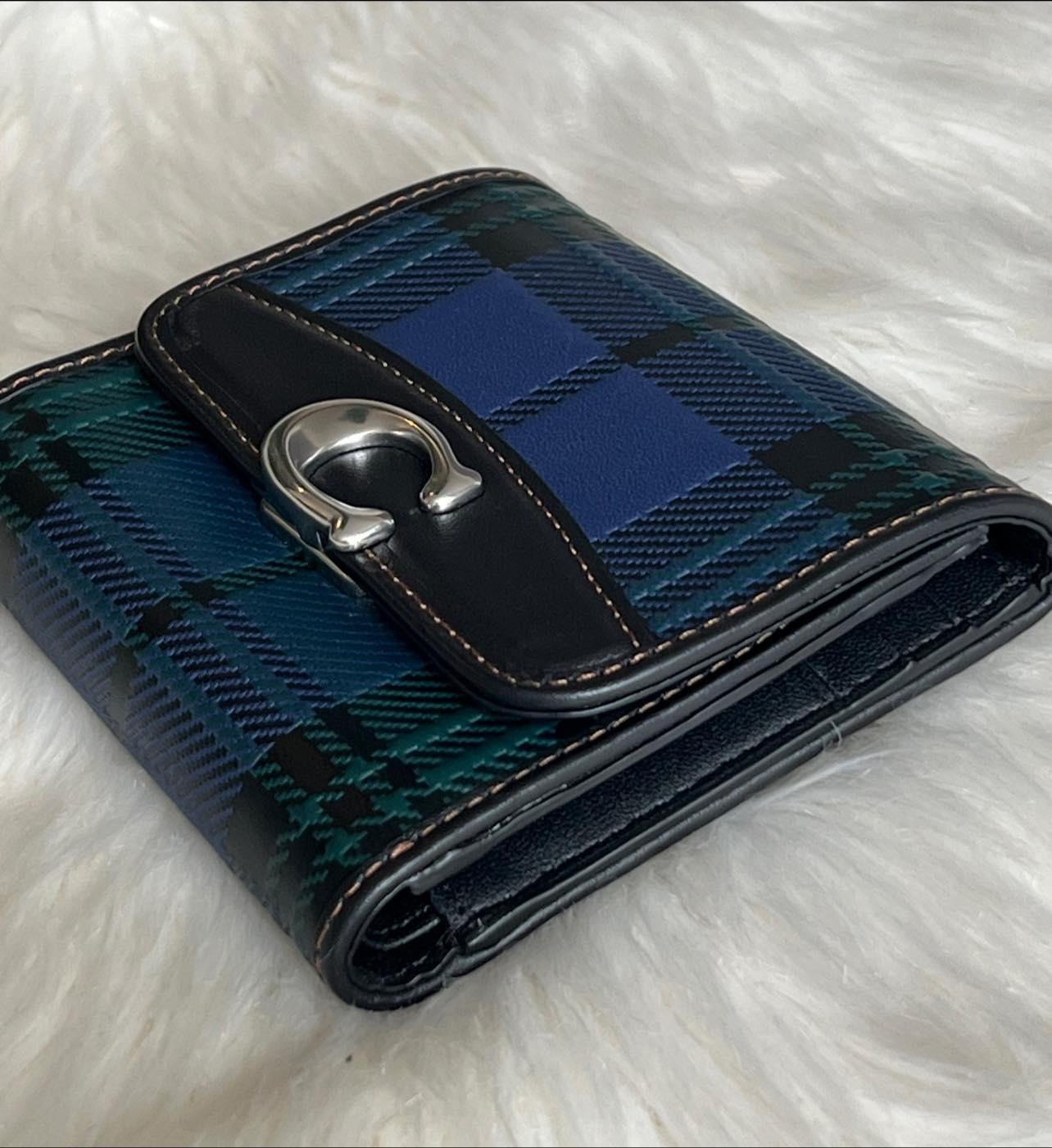 Coach Bandit Wallet with Plaid Print