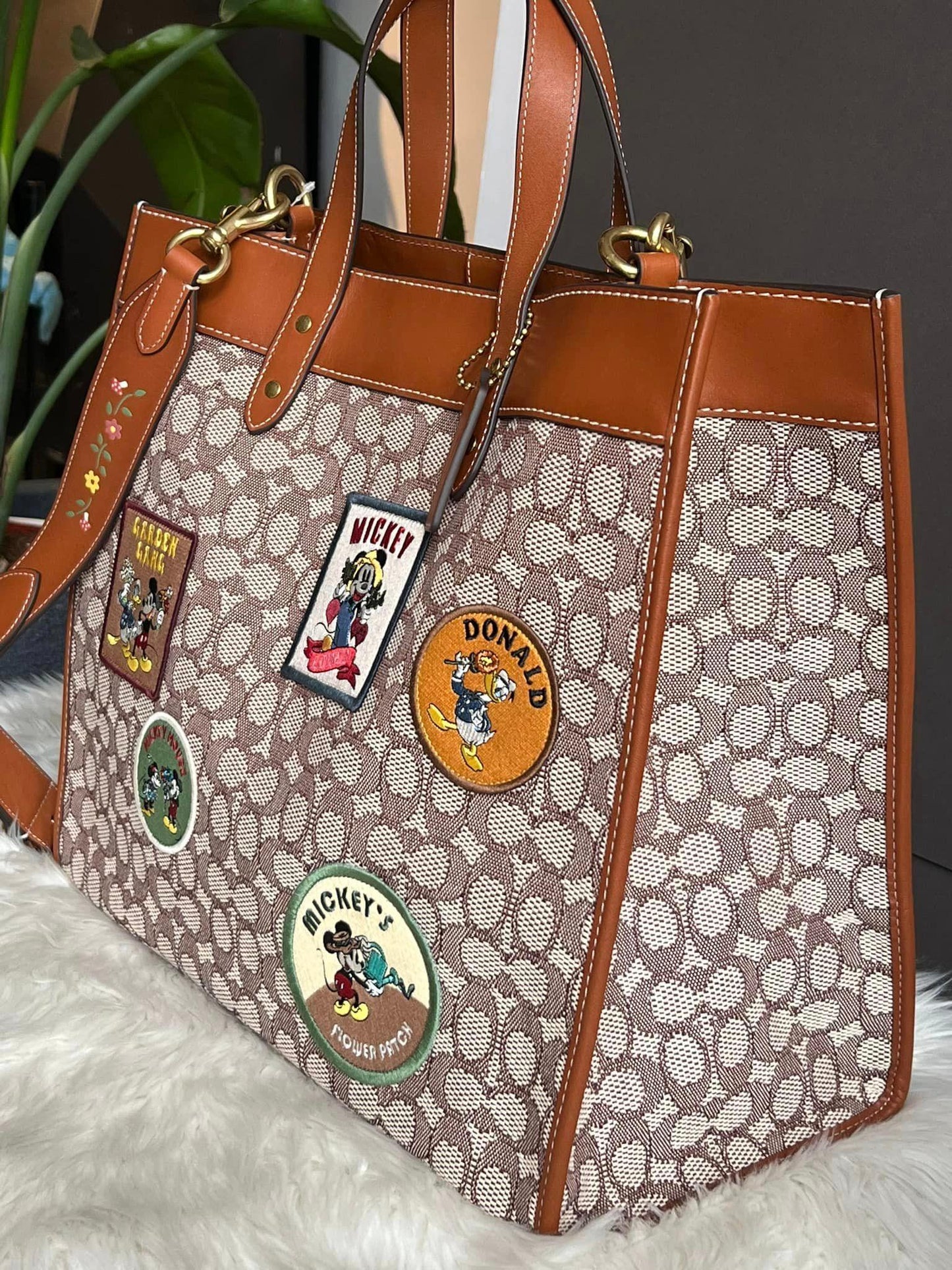 Disney X Coach Field Tote 40 in Signature Textile Jacquard with Patches