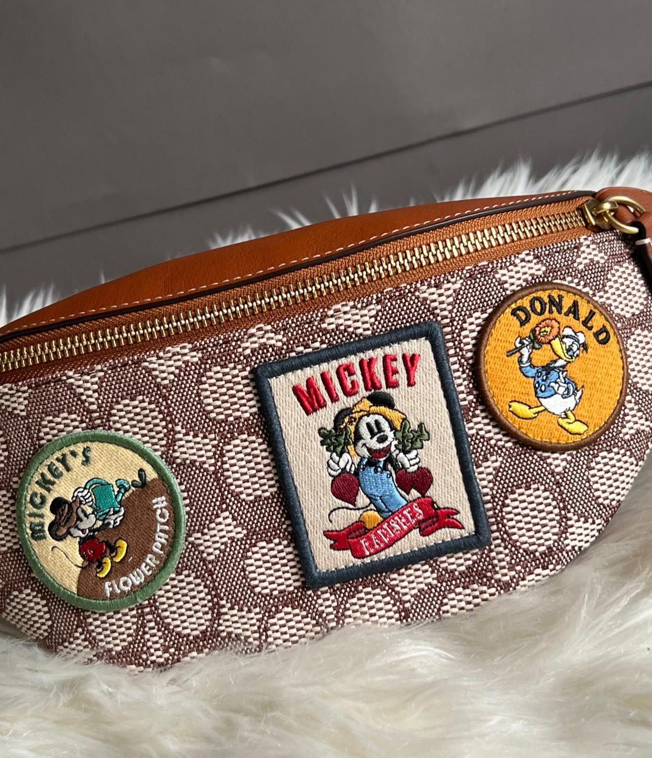 Disney X Coach Charter Belt Bag 7 in Signature Textile Jacquard with Patches