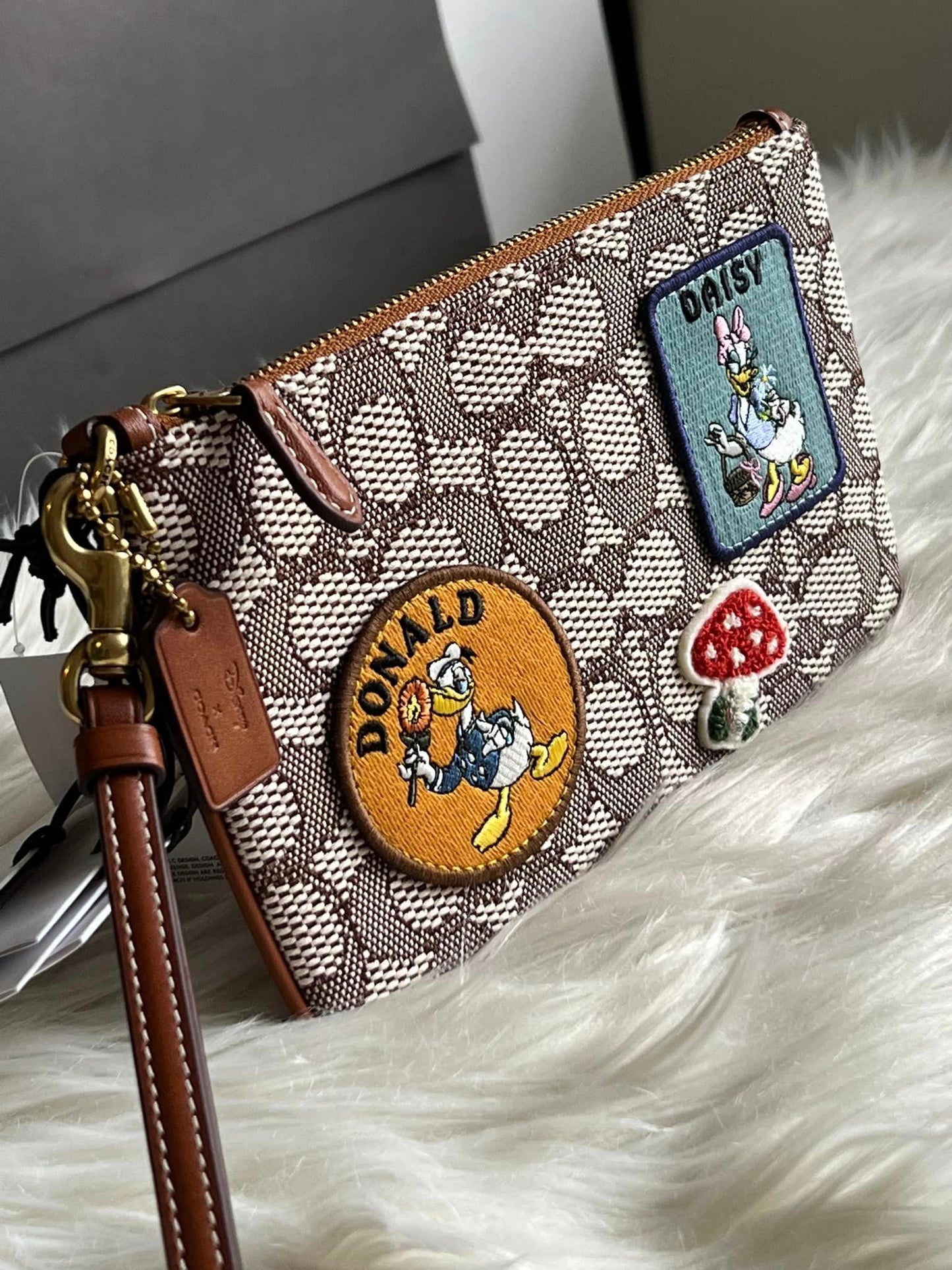 Disney X Coach Small Wristlet in Signature Textile Jacquard with Patches