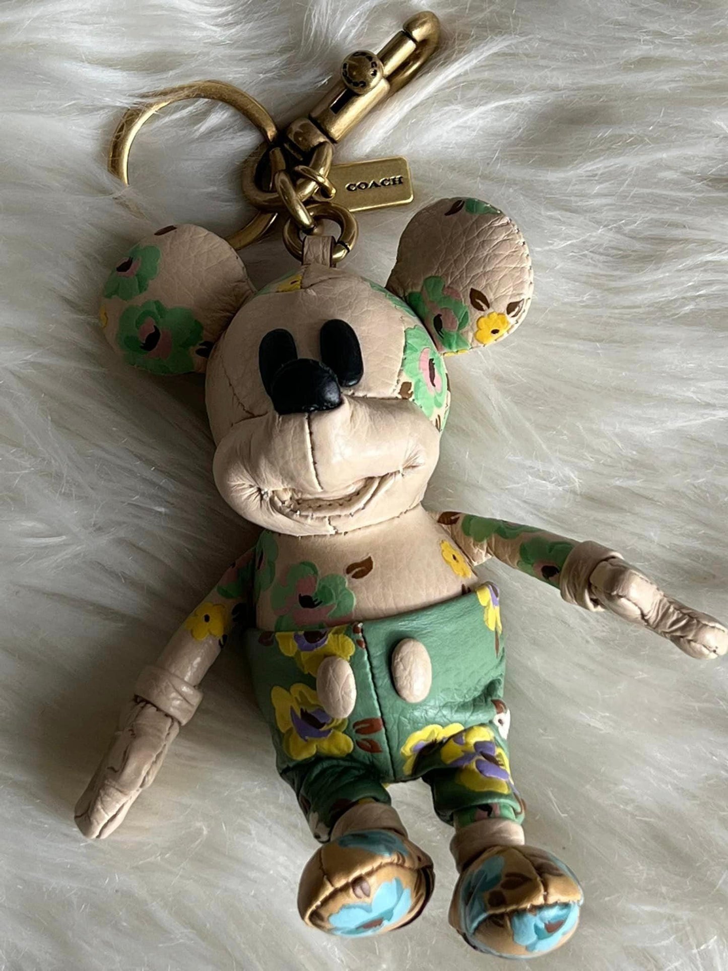 Disney X Coach Mickey Mouse Bag Charm with Floral Print