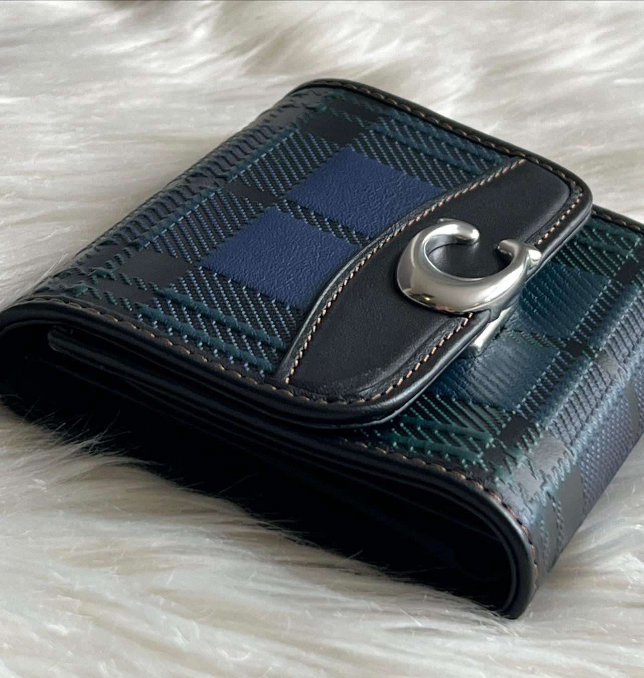 Coach Bandit Wallet with Plaid Print