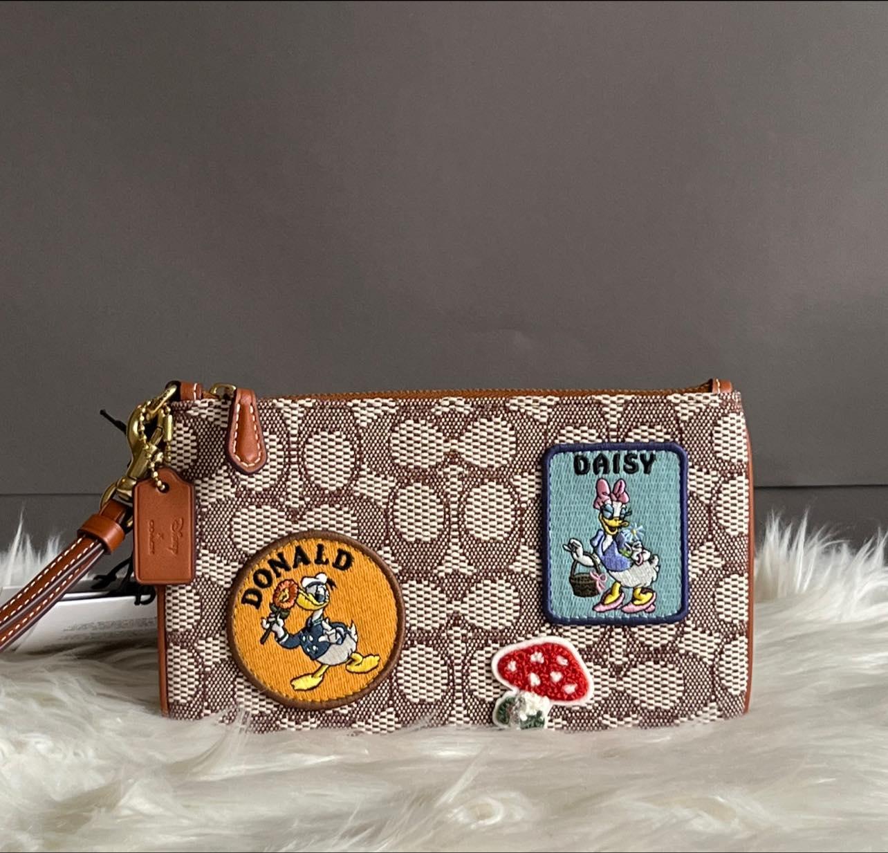 Disney X Coach Small Wristlet in Signature Textile Jacquard with Patches