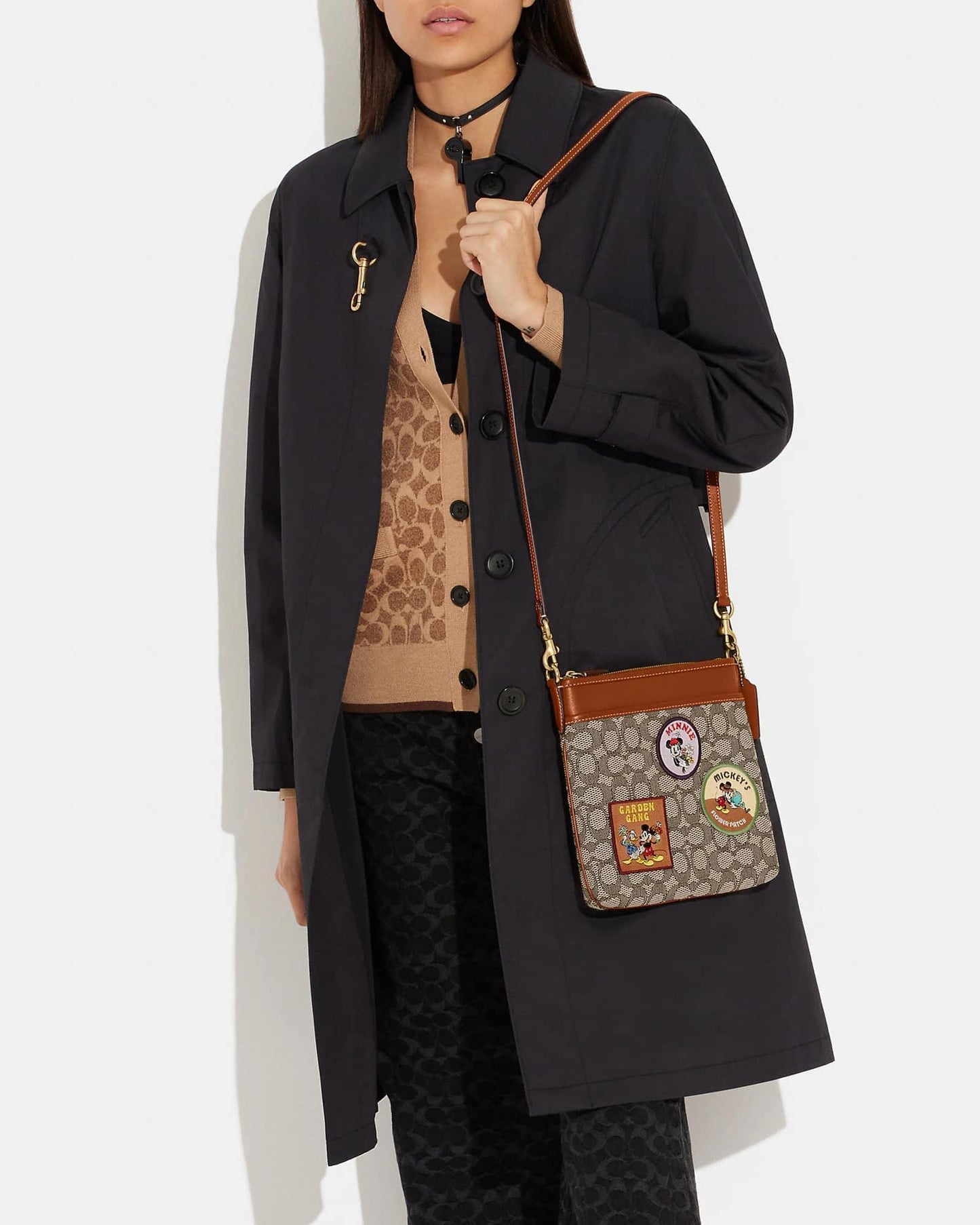 Disney X Coach Kitt Messenger Crossbody in Signature Textile Jacquard with Patches