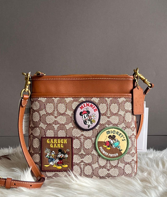 Disney X Coach Kitt Messenger Crossbody in Signature Textile Jacquard with Patches