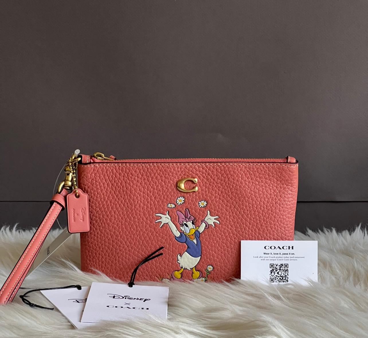 Disney X Coach Small Wristlet in Regenerative Leather with Daisy Duck