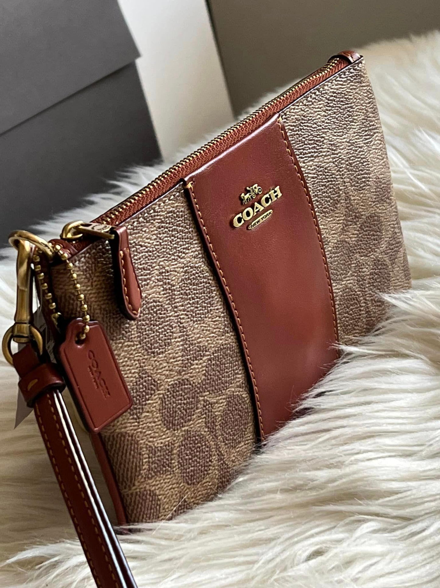 Coach Small Wristlet in Colorblock Signature Canvas