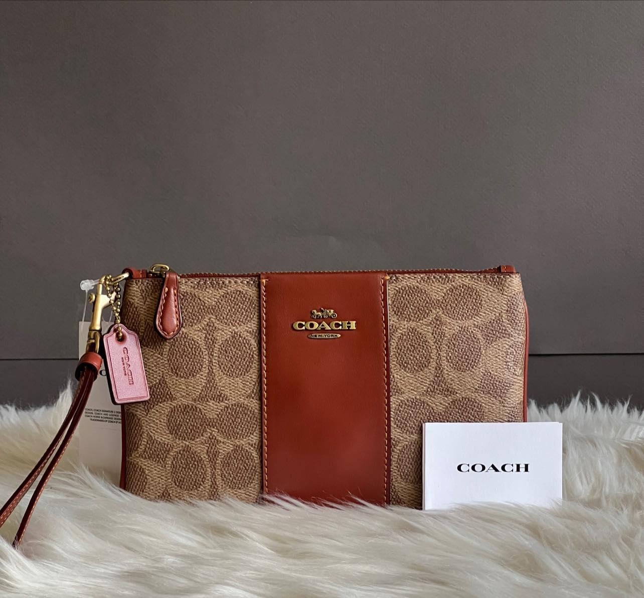 Coach Small Wristlet in Colorblock Signature Canvas