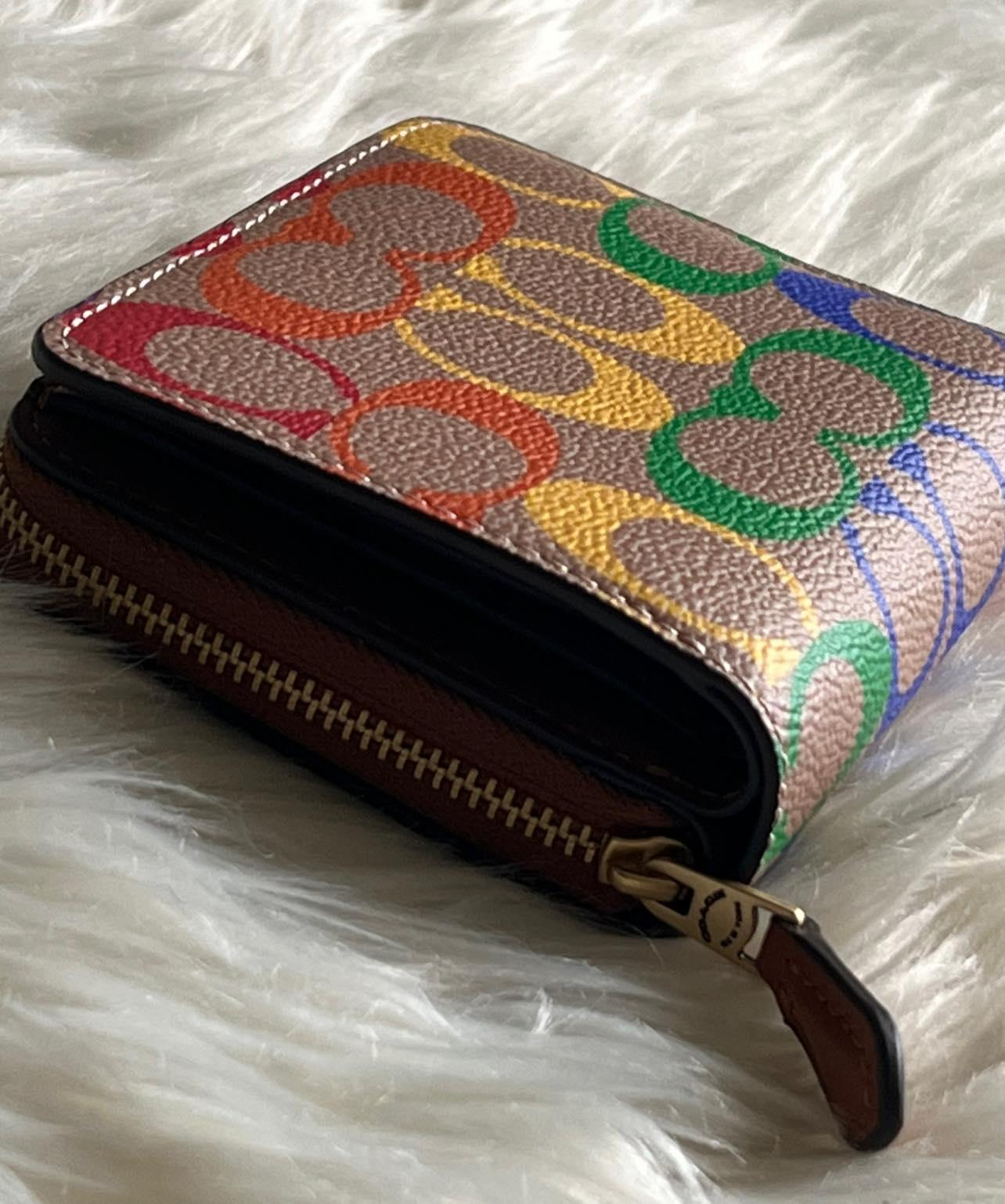 Coach Billfold Wallet in Rainbow Signature Canvas