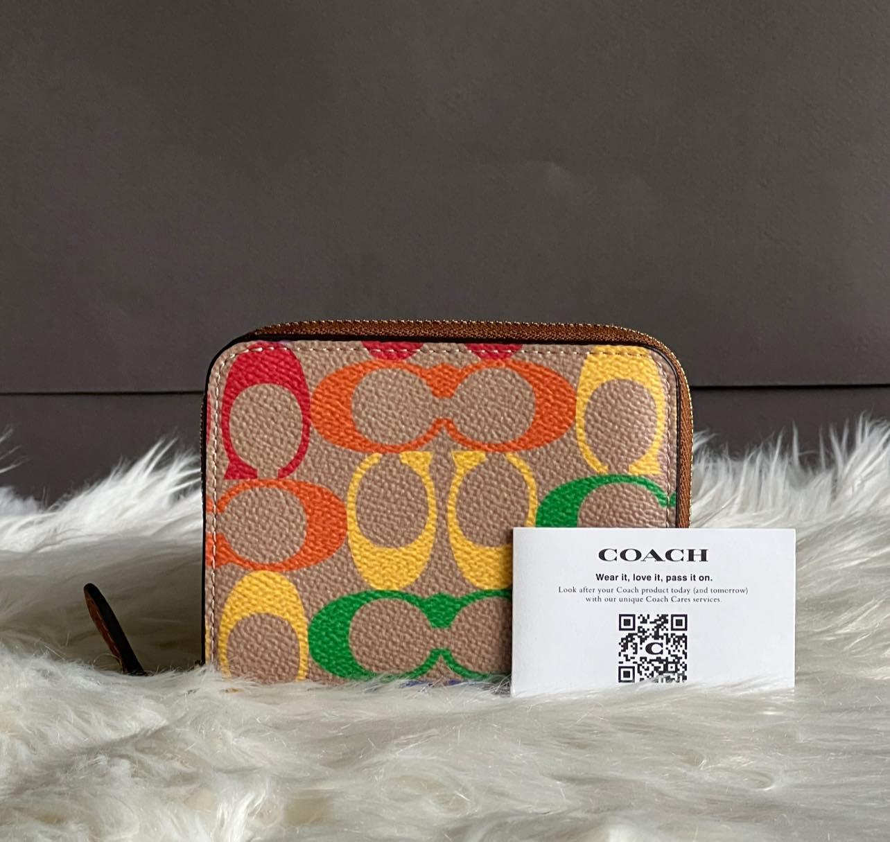 Coach Billfold Wallet in Rainbow Signature Canvas