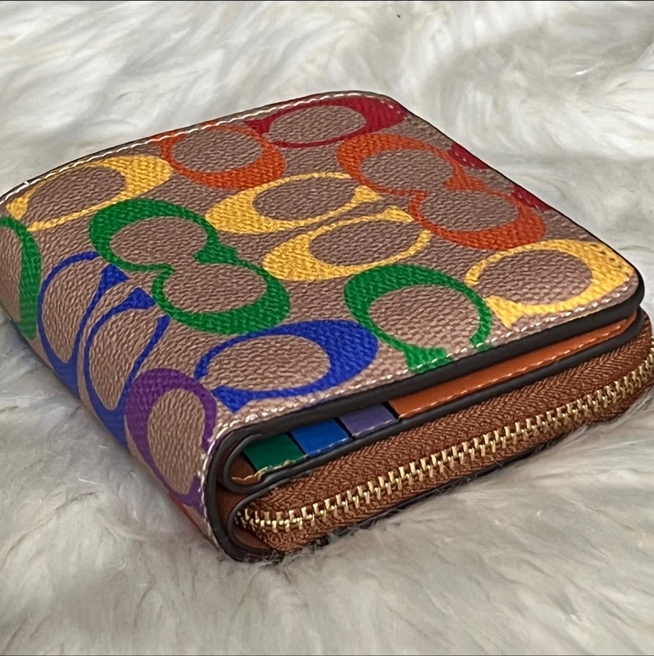 Coach Billfold Wallet in Rainbow Signature Canvas