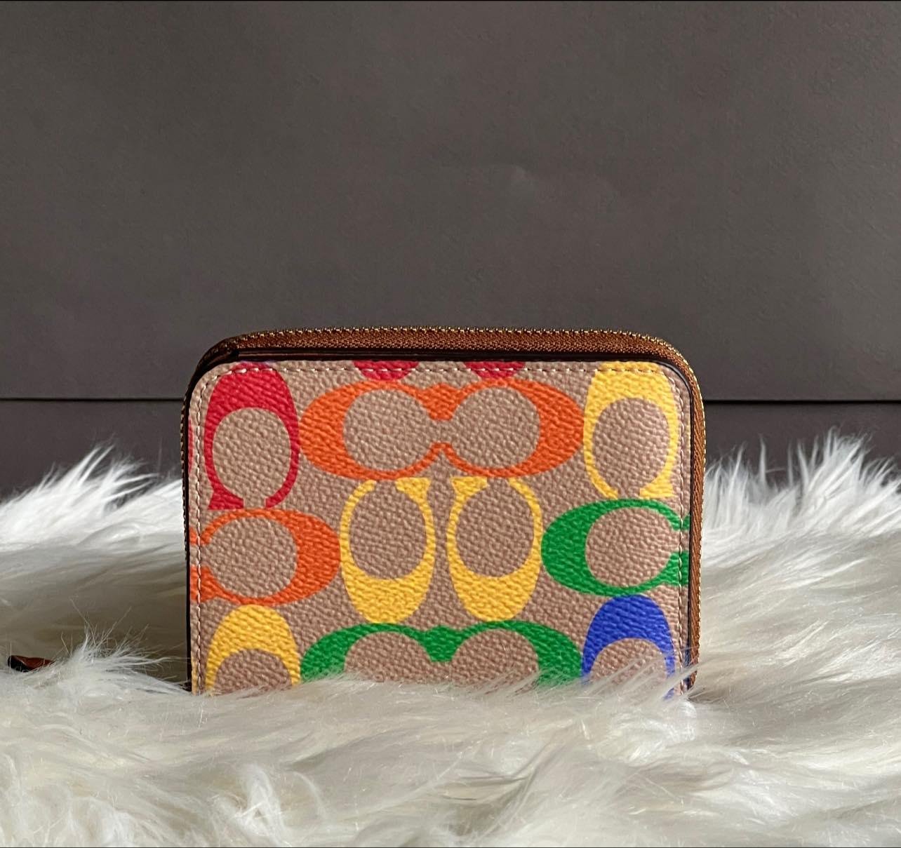 Coach Billfold Wallet in Rainbow Signature Canvas